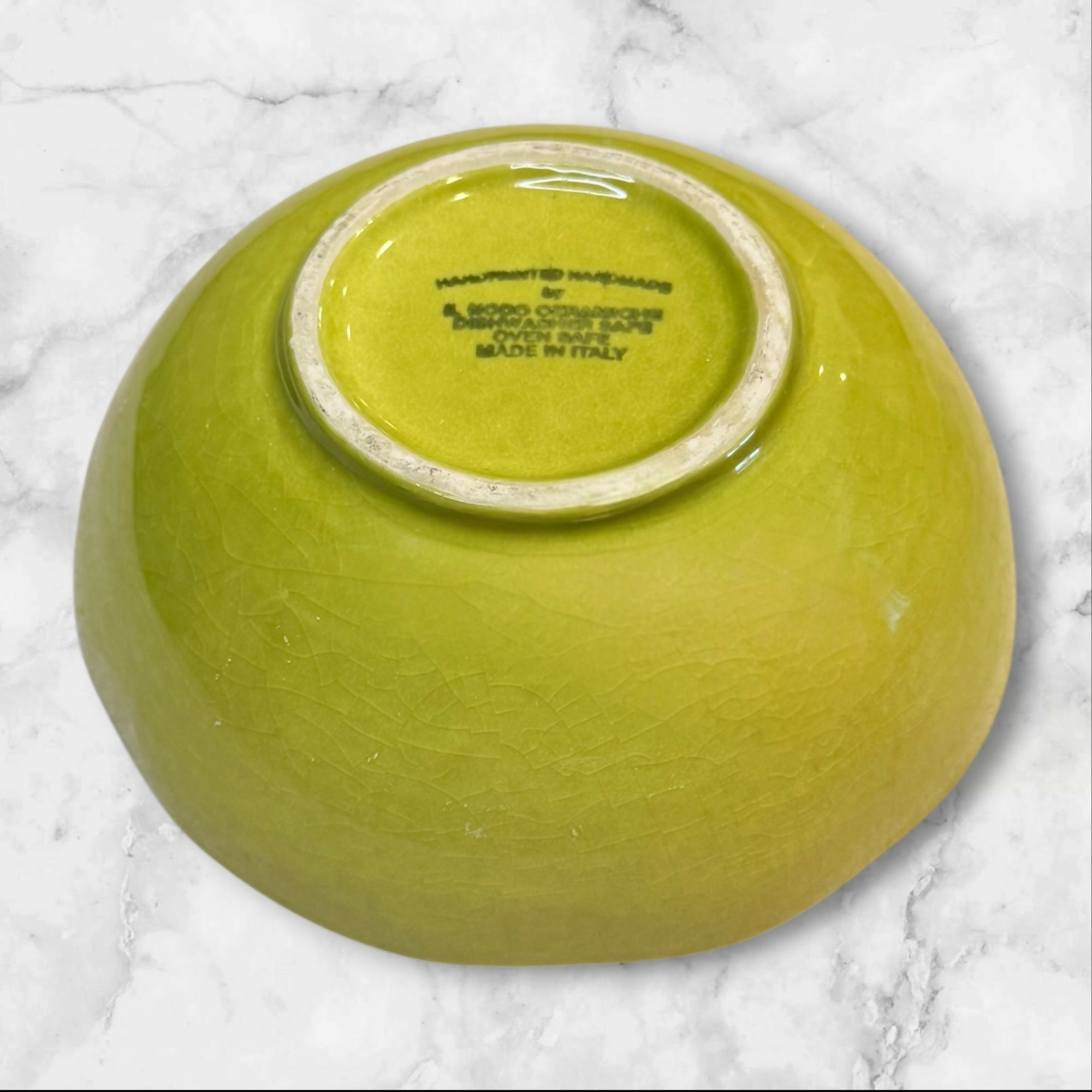 Il Hodo Ceramiche Rustic Lime Green Artisan Bowls Set of 4 Italy Gently Used
