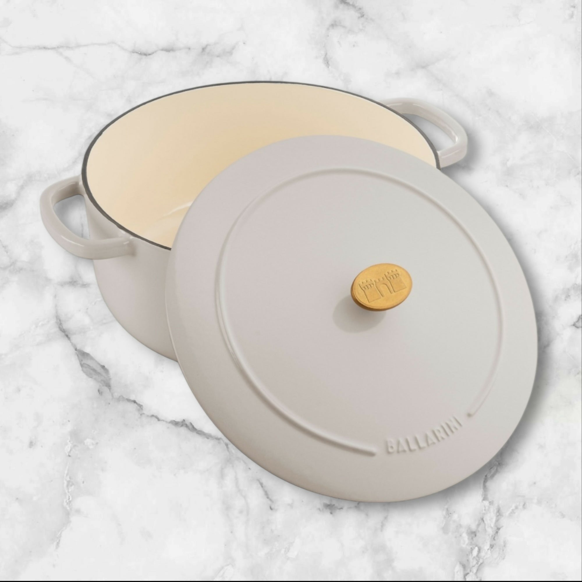 Ballarini Bellamonte Cast Iron Dutch Oven White Enamel 5.75 Qt | New in Box