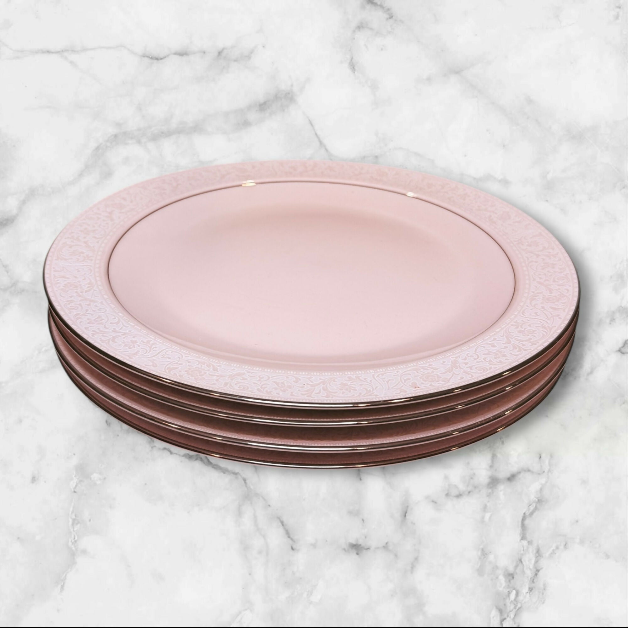 Noritake Always Pink Platinum Rim Salad Plates | Set of 4 | Excellent Condition