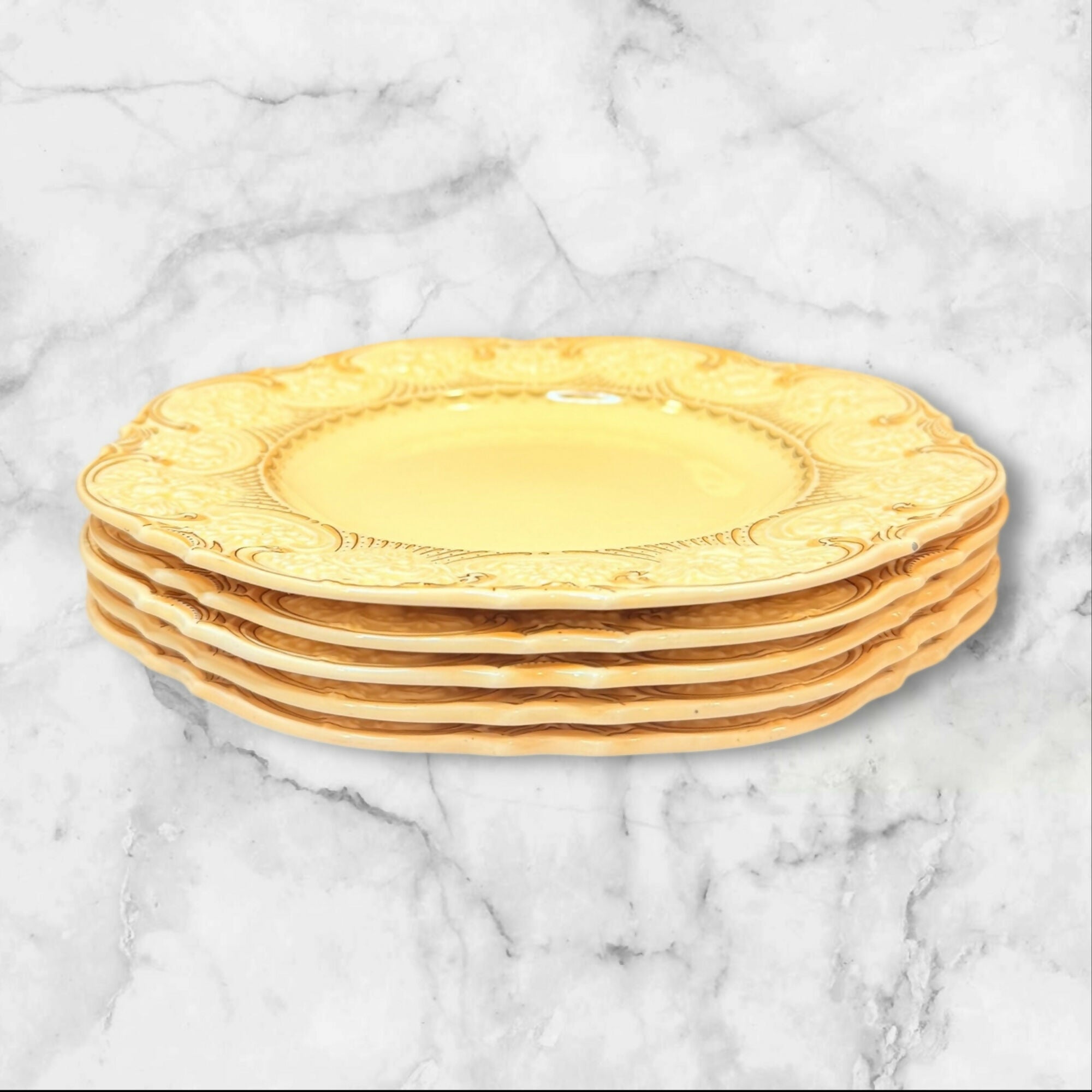 Crown Ducal Berkeley Embossed Cream Salad Plates | Set of 5 | Excellent Condition