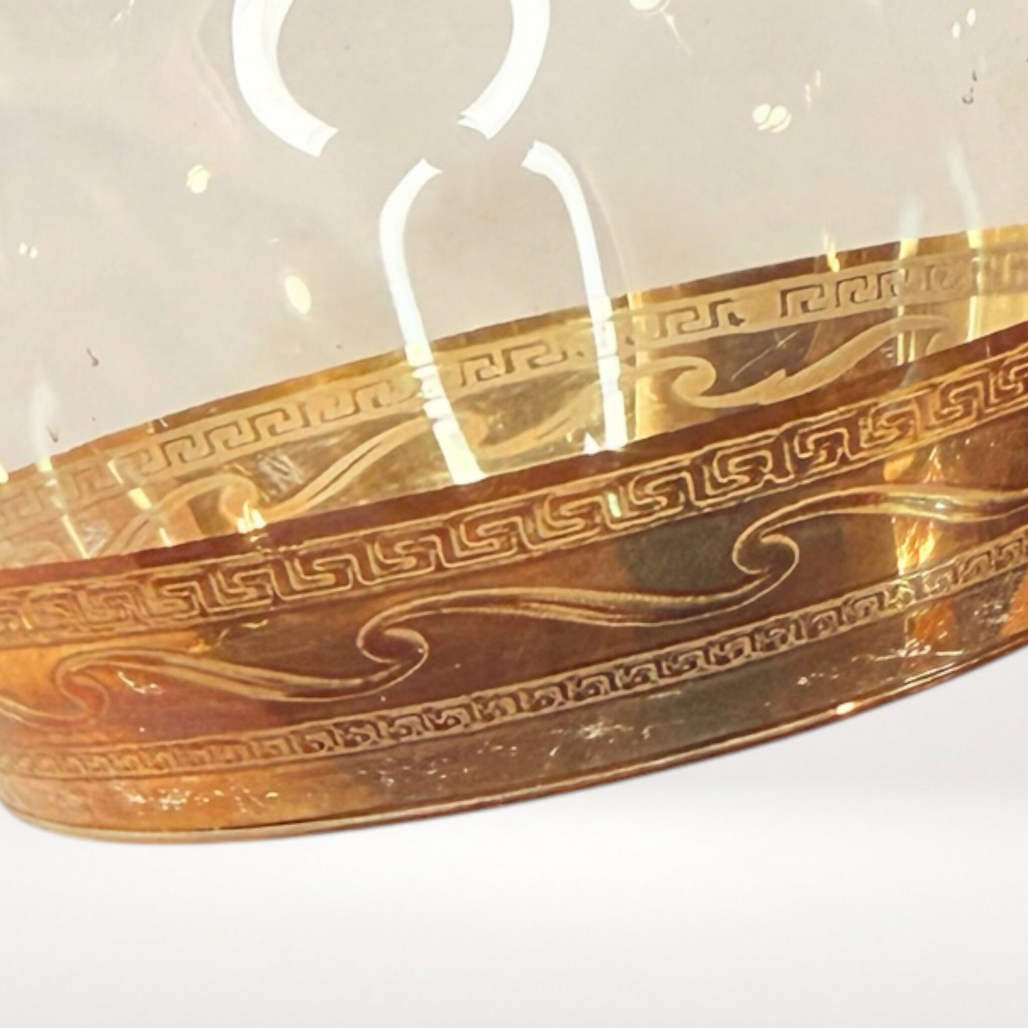 Gold Greek Key Scroll Wine Goblets | Set of 2 | Good Condition