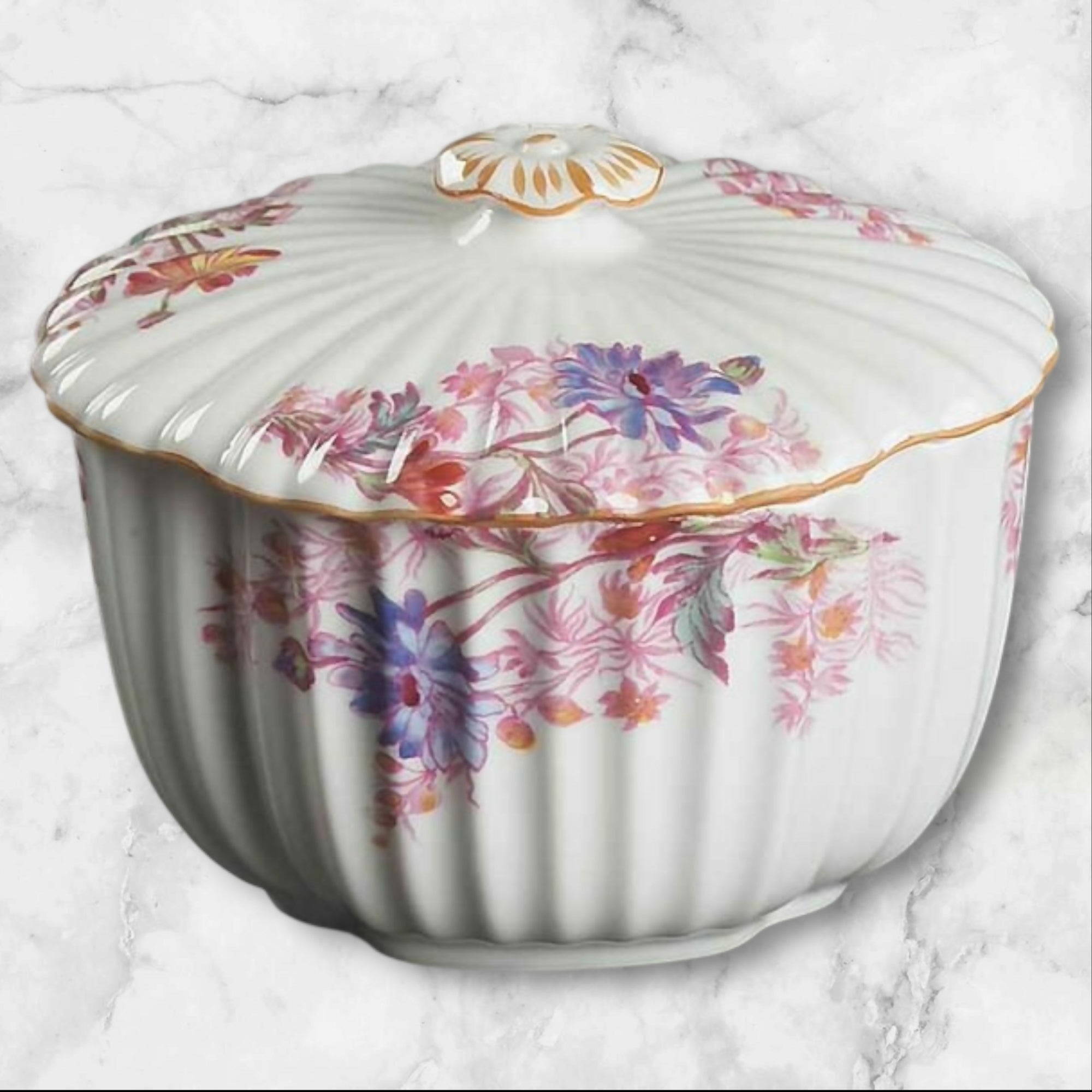 Spode Chelsea Garden Mustard Trim Sugar Bowl & Lid | Excellent