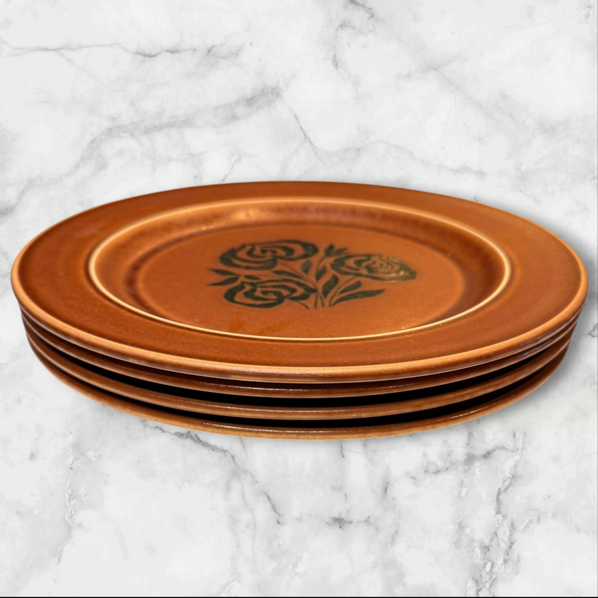 Castleton Independence Stoneware Rose Dinner Plates | Set of 4 | Great Condition