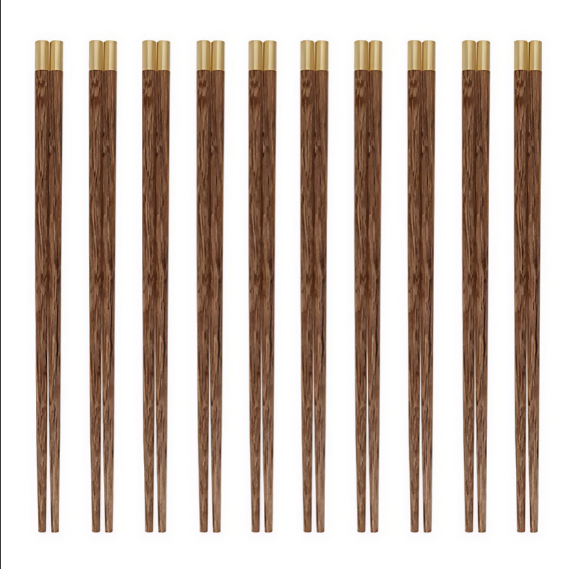 Anygleam Dark Brown 10pairs Wooden Chinese Sticks Set Food Kitchen Tableware