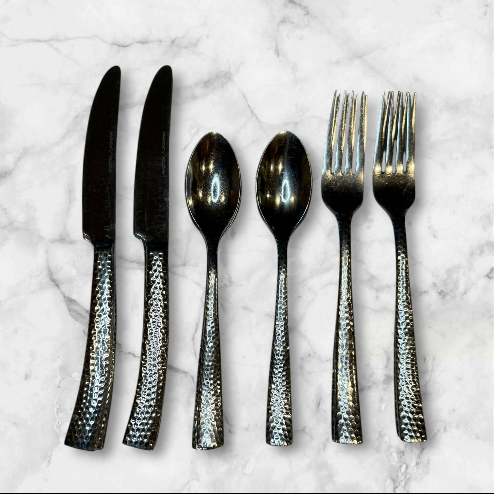 Varick Malcolm Hammered Stainless Flatware Set of 18 | Used