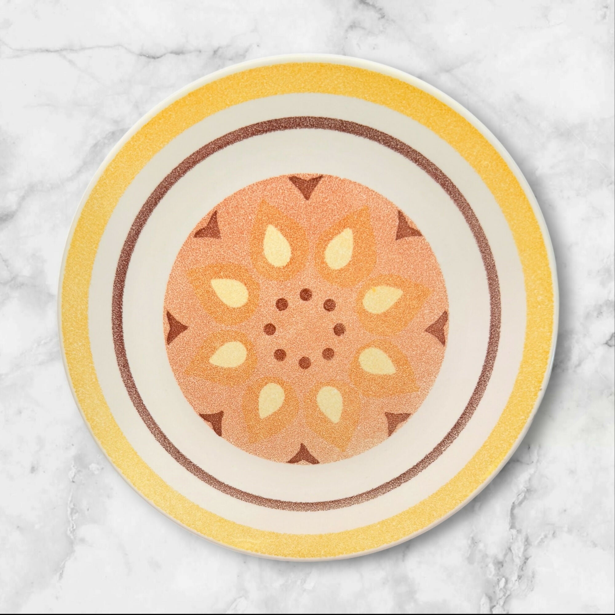 Taylor Smith & Taylor Yellow Star Ironstone Dinner Plates | Set of 4 | Rare