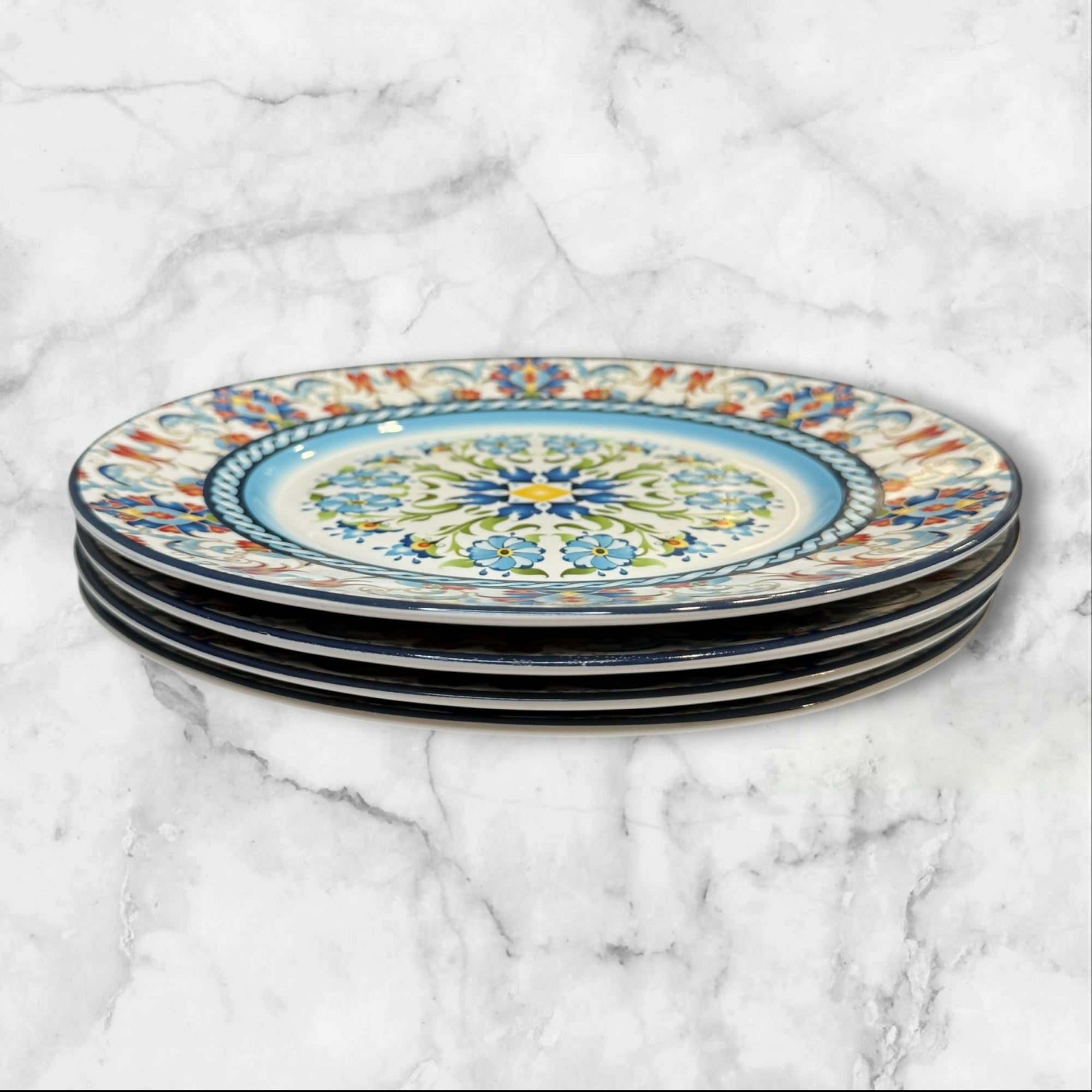 222 Fifth Tunisia Dinner Plates | Set of 4 | Excellent Condition
