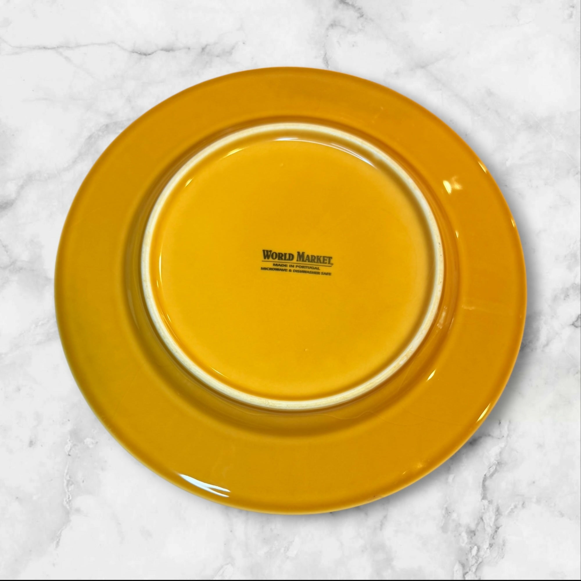 World Market Embossed Yellow Dinner Plates Set of 4 | Good Condition