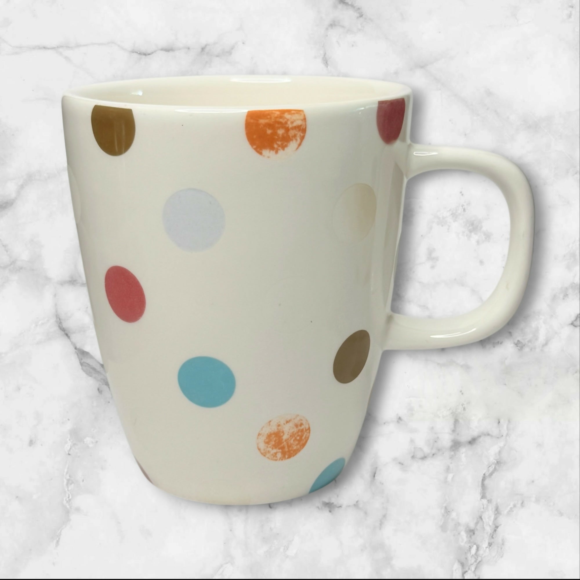 Pier 1 Confetti Polka Dot Mugs Set of 2 | Colorful Ironstone Coffee Cups