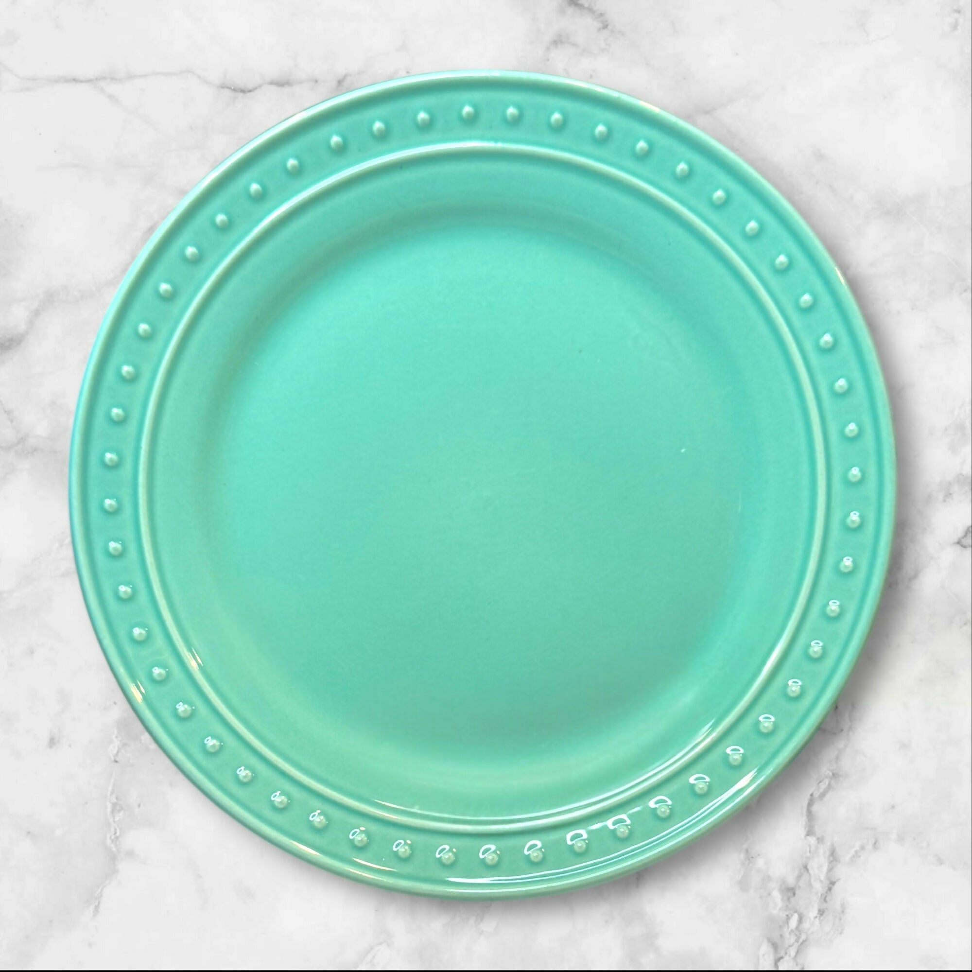 World Market Nantucket Aqua Salad Plates | Set of 4 | 8.5” | Excellent Condition