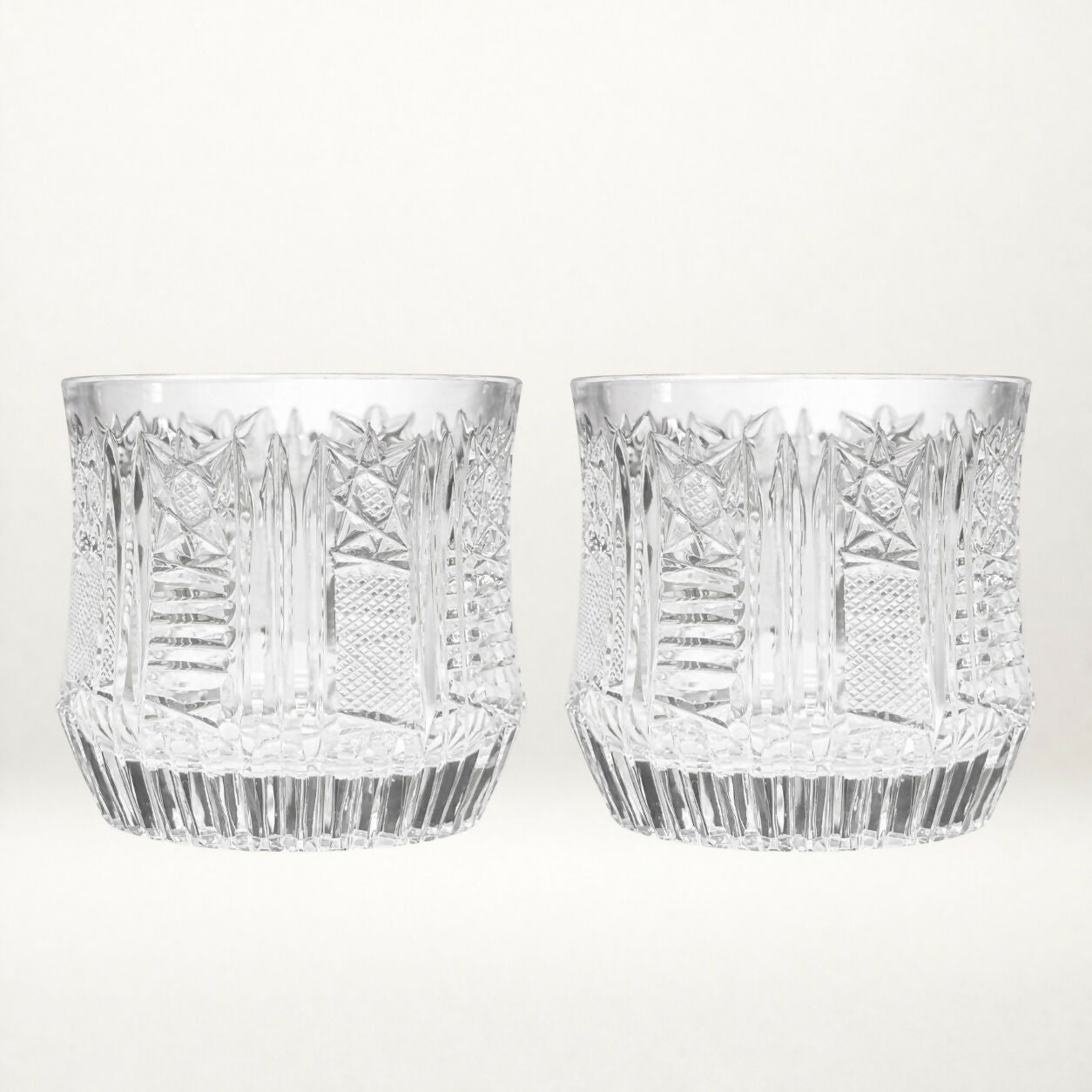 Vintage Cut Crystal Double Old Fashioned Glasses | Set of 2 | Excellent Condition