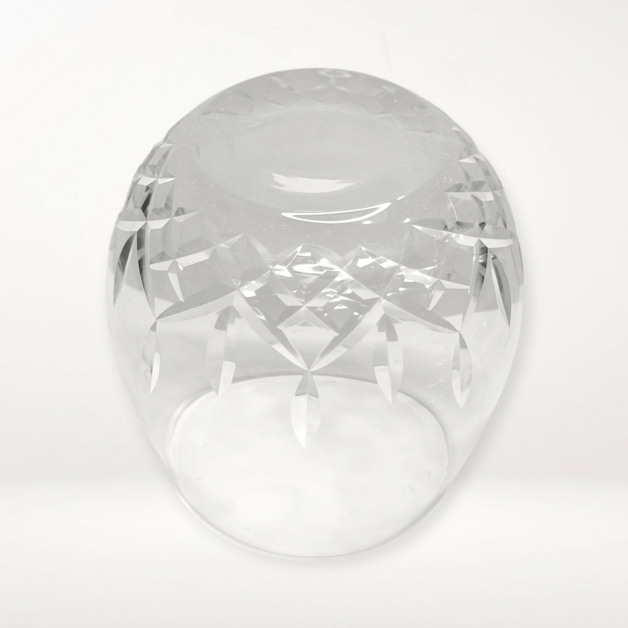 Hand Cut Blown Glass Stemless Wine Glass | Clear Crystal Style | Excellent