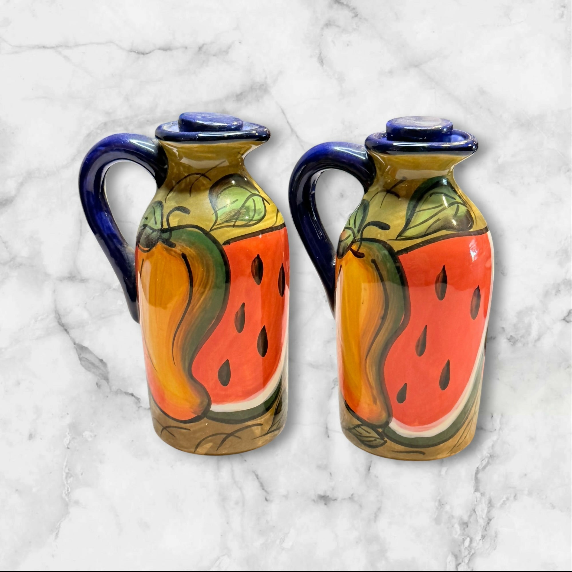 Bella Hogar Hand Painted Oil & Vinegar Set | Italy | Great Condition