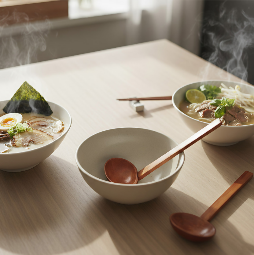 Anygleam Brown 2pcs Wooden Ladle Food Kitchen Tableware