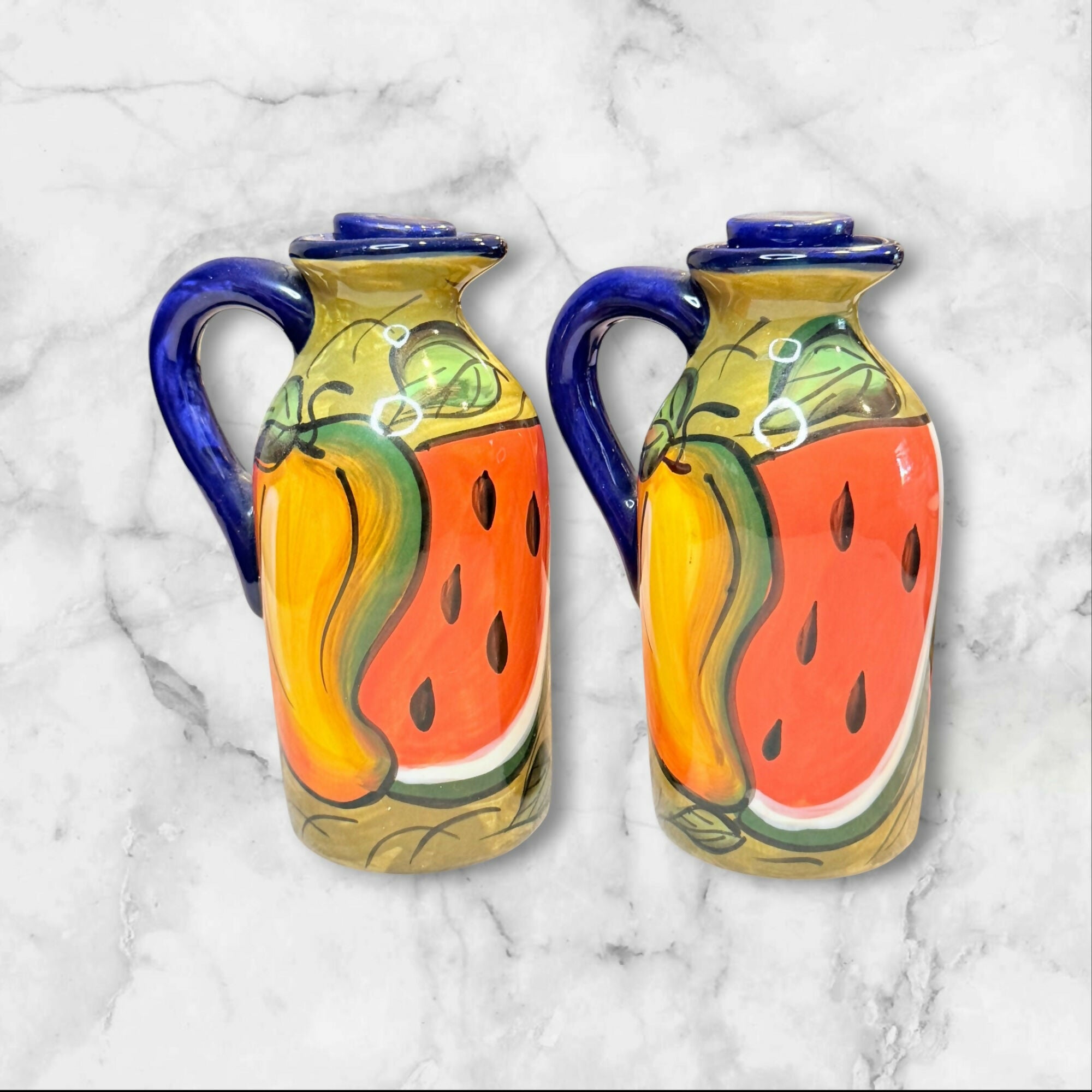 Bella Hogar Hand Painted Oil & Vinegar Set | Italy | Great Condition