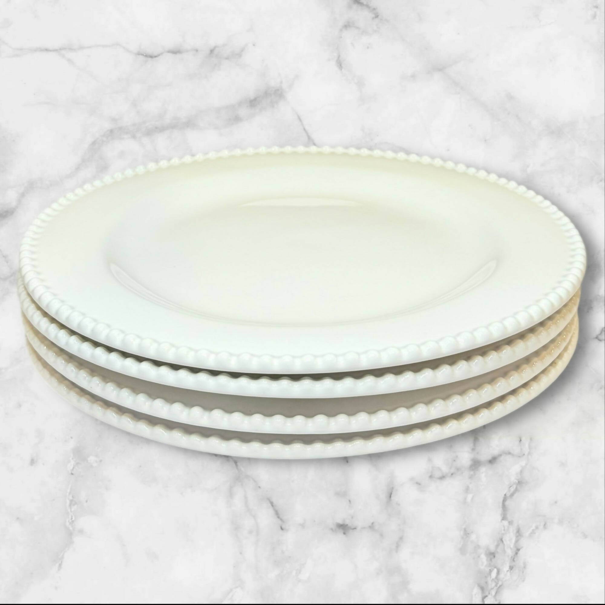 Matceramica Perola White Dinner Plates | Set of 4 | Great Condition