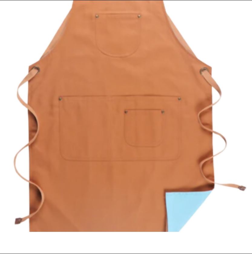 Anypron Khaki Blue Cooking Apron for Men Women Chef Cafe Workwear