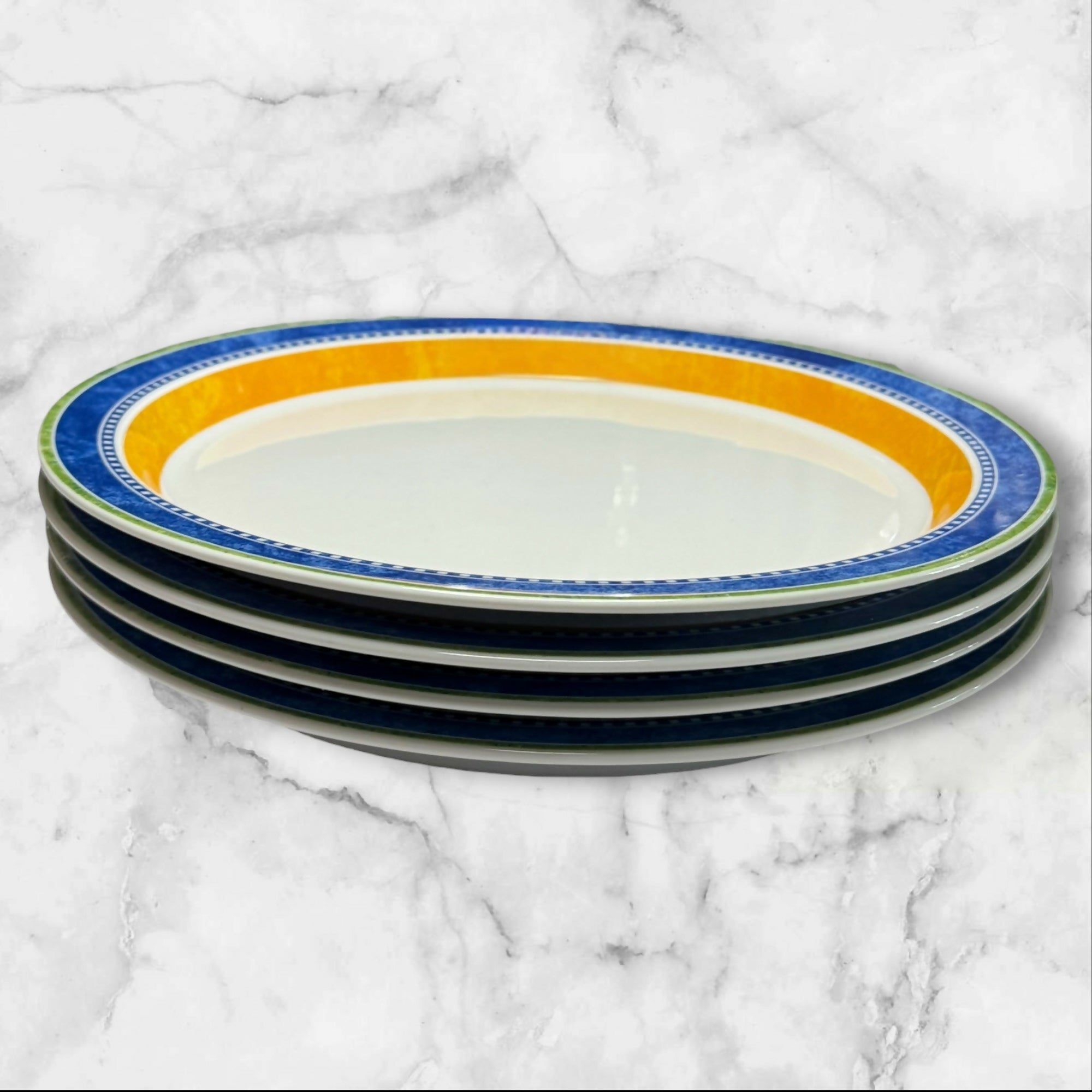 Dansk Kobenhavn Dinner Plates Set of 4 Blue Yellow | Excellent Condition