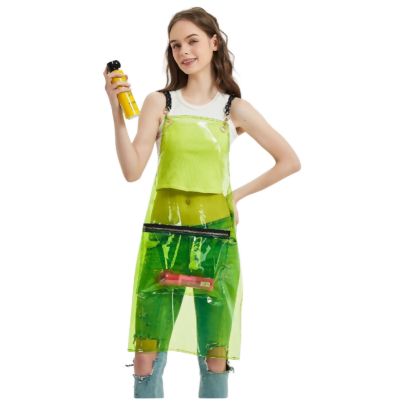 Anypron Barber Apron Green Waterproof Cross-Back 3 Pockets for Stylists