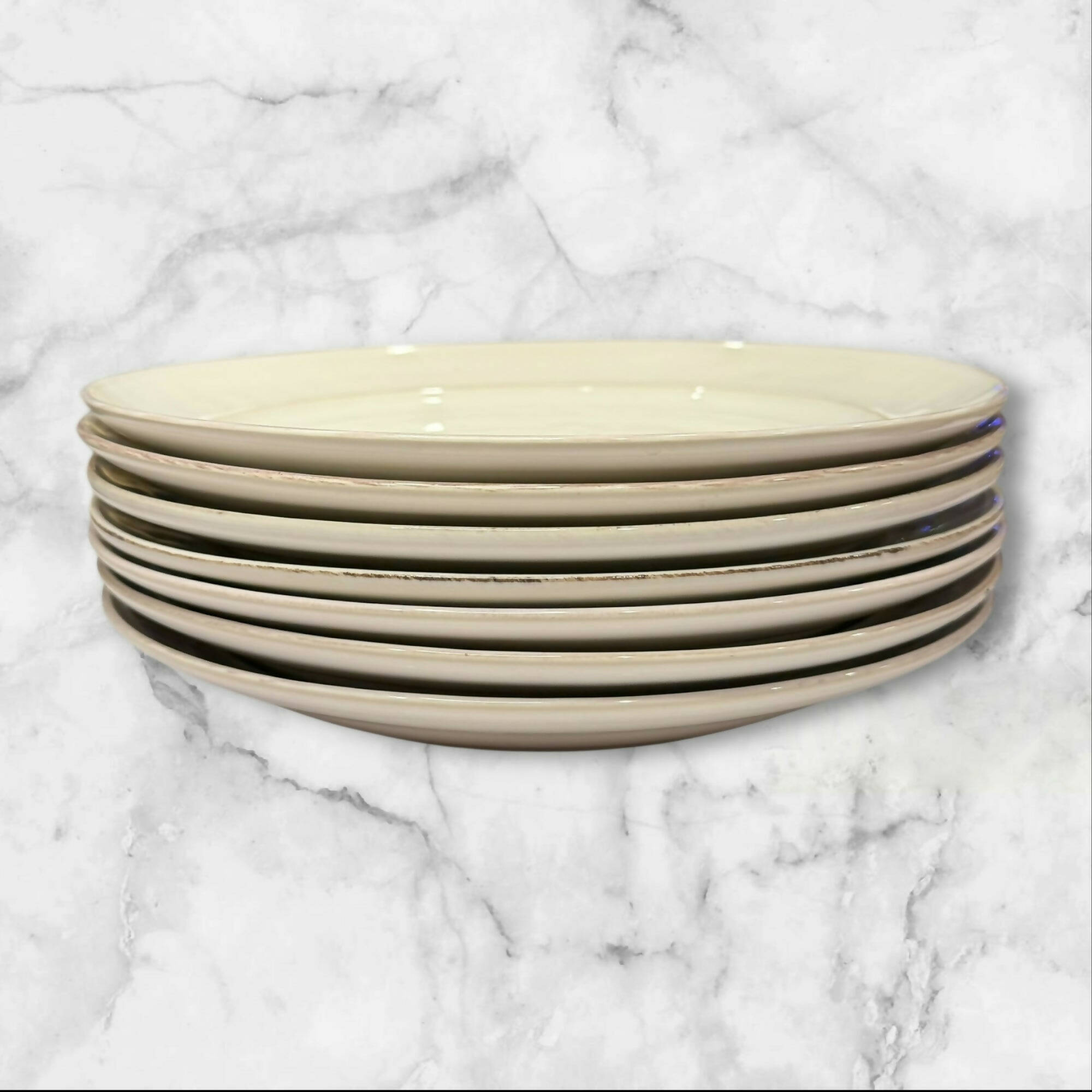 Pottery Barn Cambria Stone White Dinner Plates | Set of 7 | Great Condition