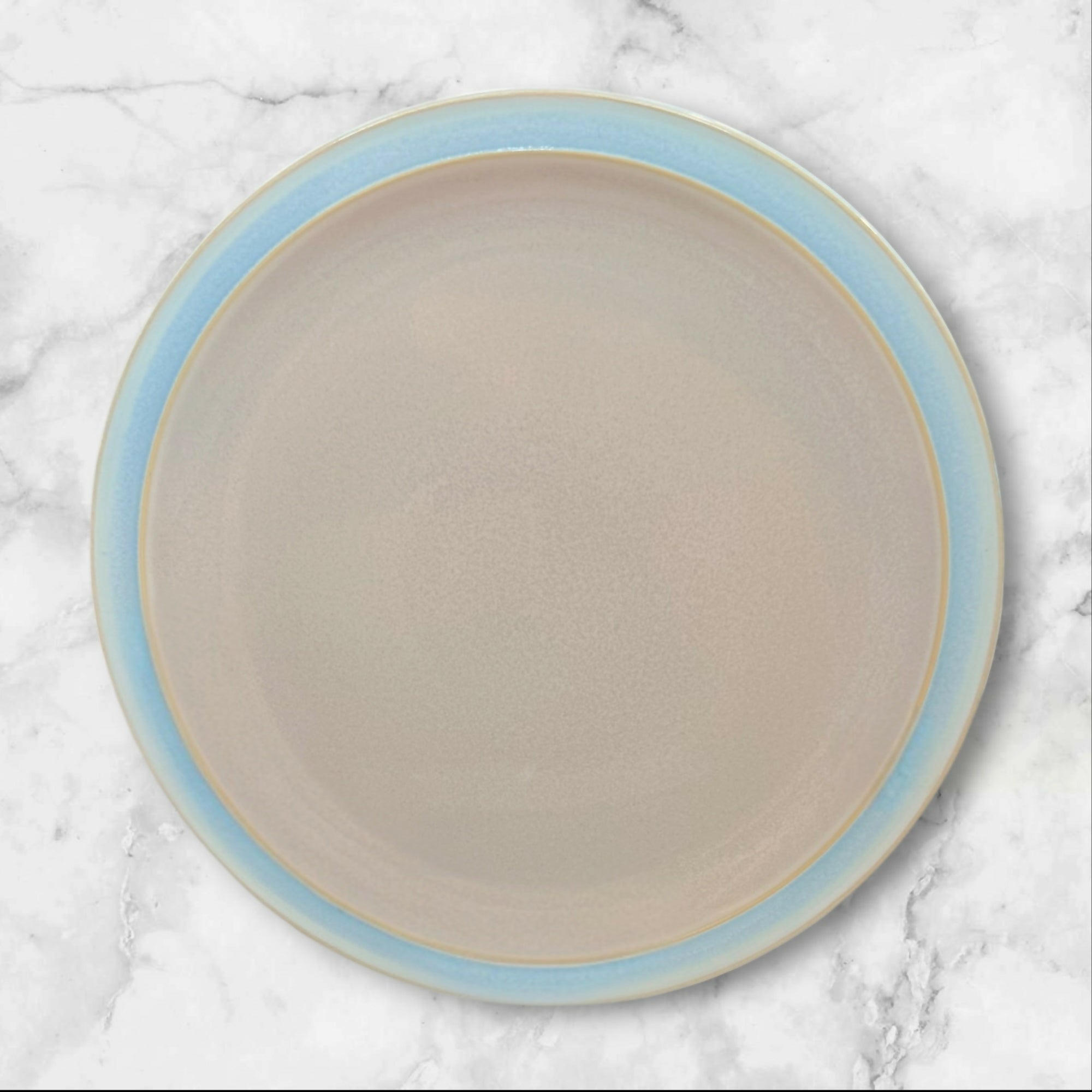 Denby-Langley Duets Taupe Blue Salad Plates Set of 4 Great Condition