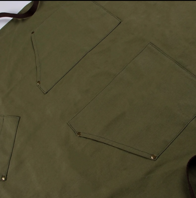 Anypron Green Canvas Apron Soft Double Pocket Full Body for Chef
