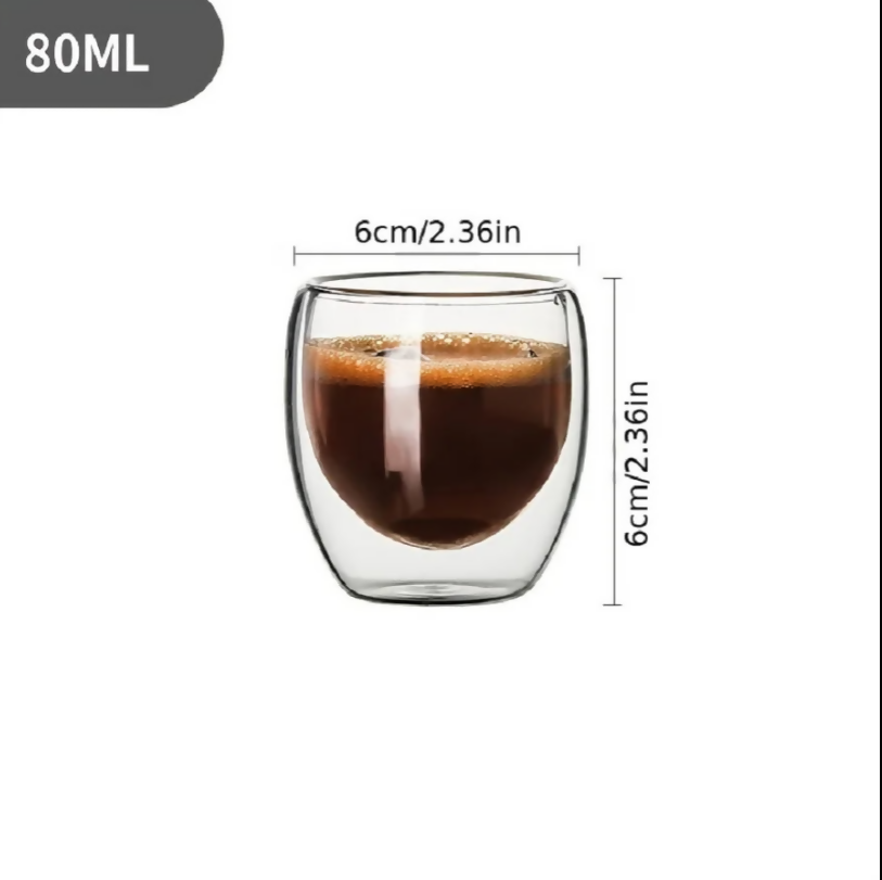 Anygleam Tea Cups 6Pcs Insulated Espresso Double Wall Shot Glass Drinkware
