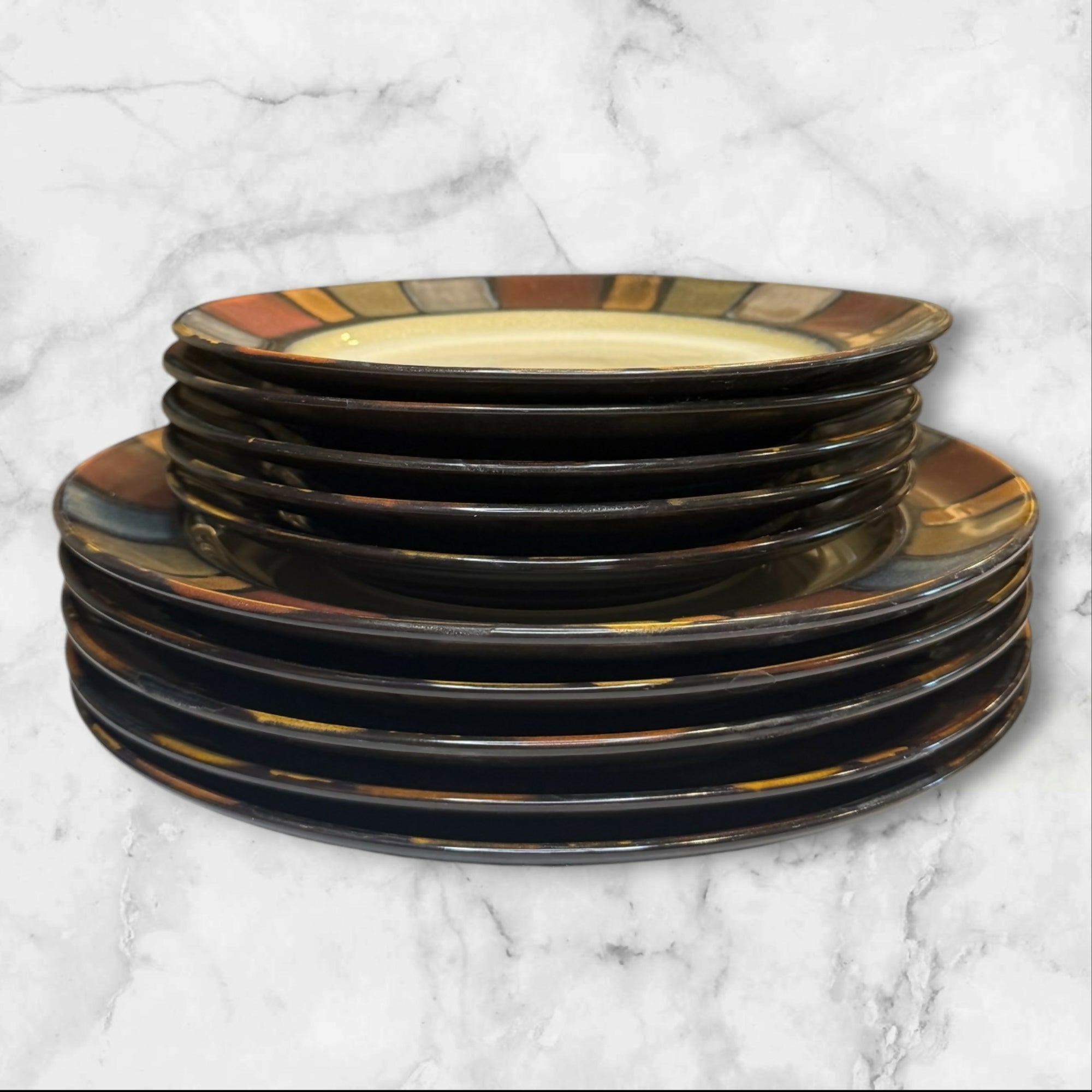 Pier 1 Mosaic Dinner & Salad Plates Set | 10 Pc | Gently Used Condition