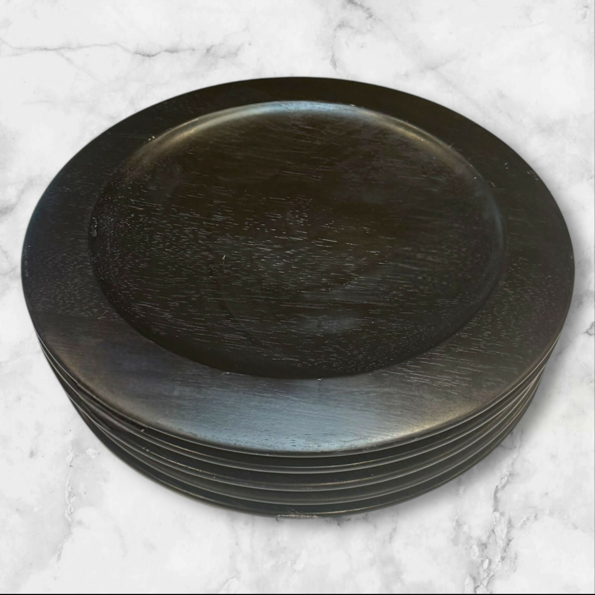 Studio Nova Wood Charger Plates | Set of 5 | Good Condition | Dark Finish
