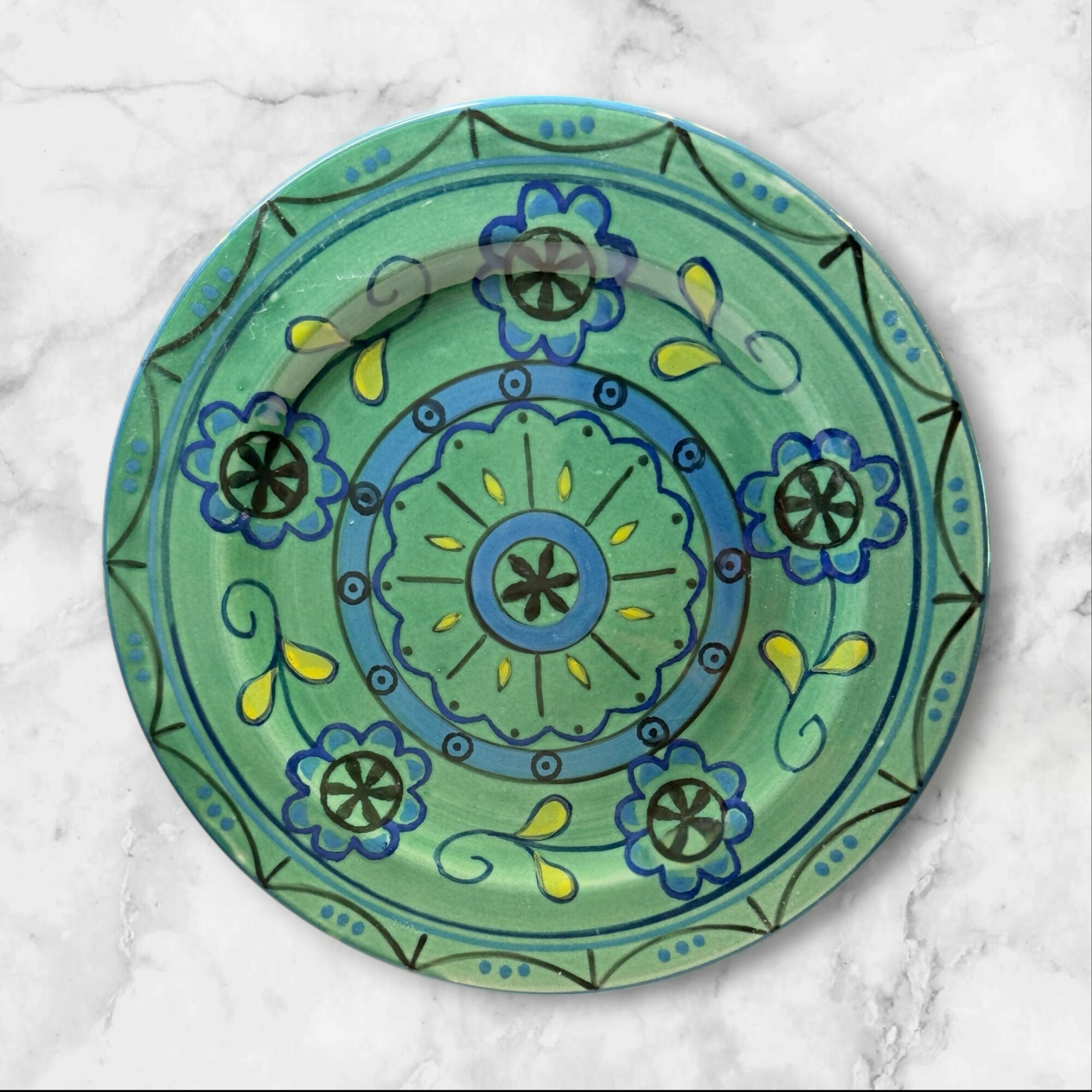 Anthropologie Hand Painted Boho Dinner Plates | Set of 4 | Excellent