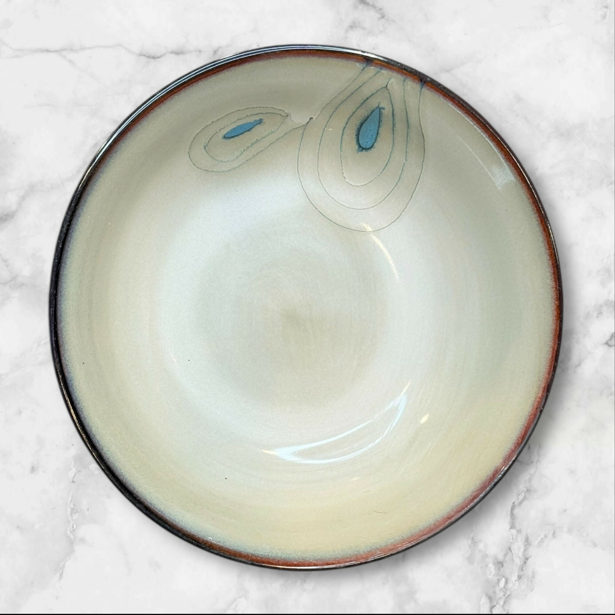 Pier 1 Teal Reactive Peacock Soup Cereal Bowls | Set of 4 | Excellent