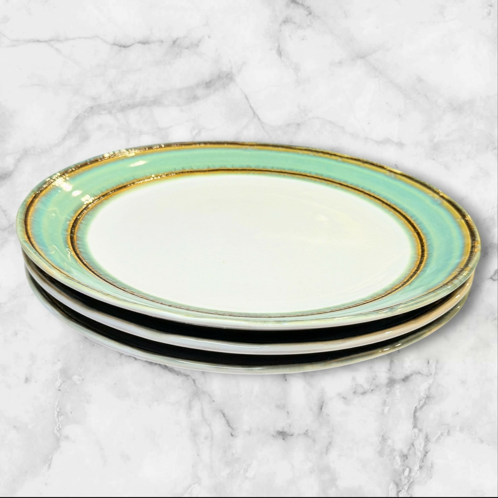 Sango Waves Green Dinner Plates Set of 3 | Excellent Condition