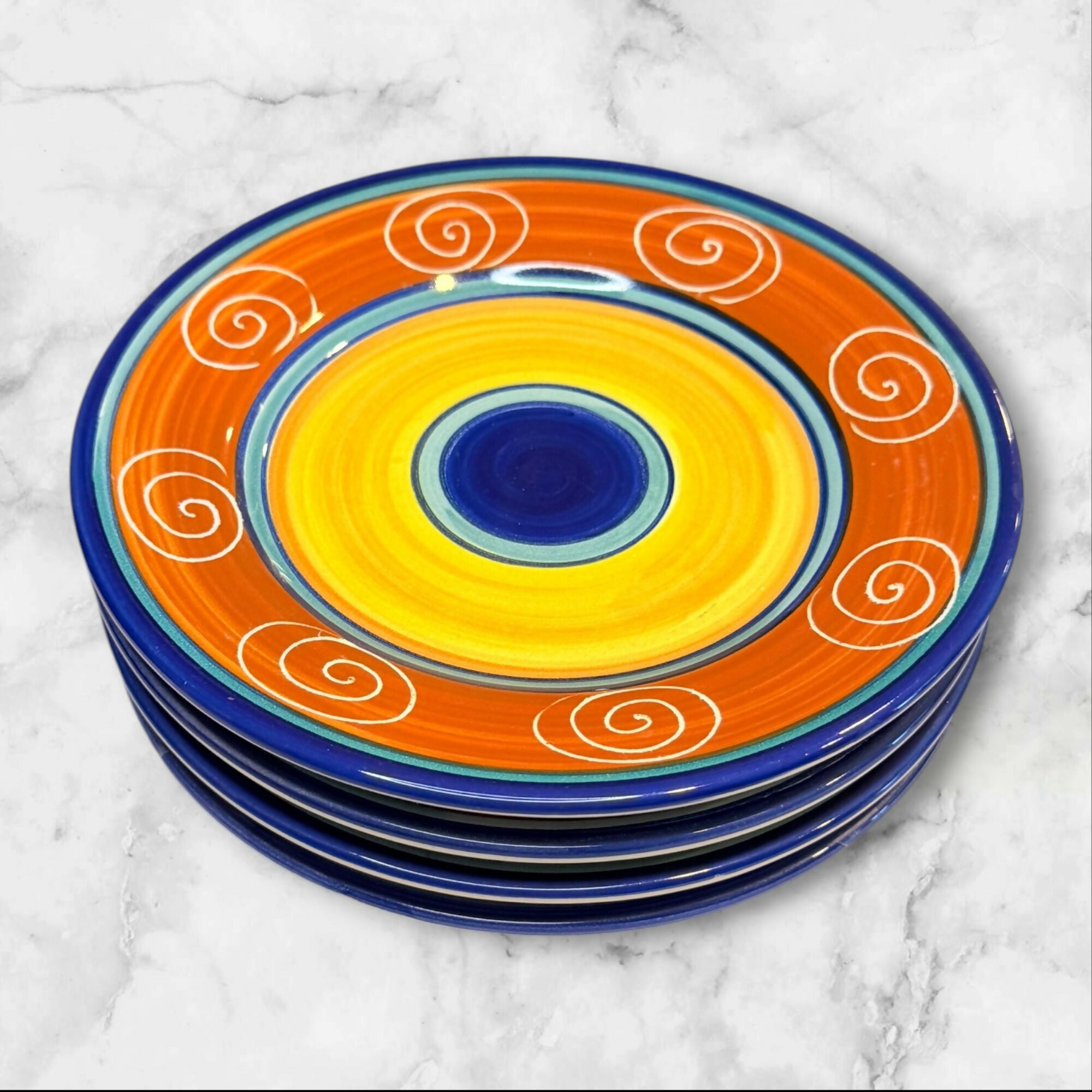 Pier 1 Italian Swirl Salad Plates | Set of 4 | Excellent Condition