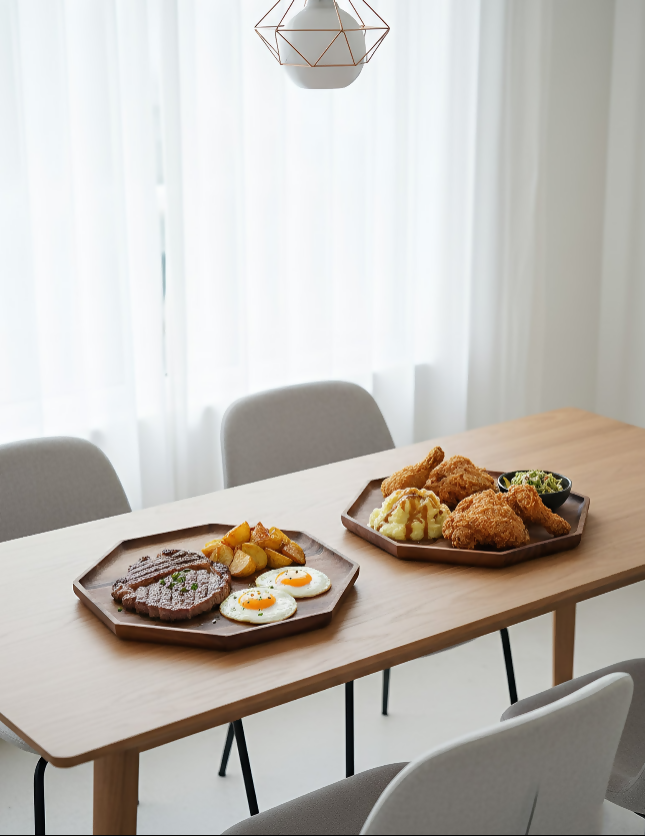 Anygleam Natural Wood Diagonal Oval Acacia Wood Plate Serving Tray Food Kitchen Tableware