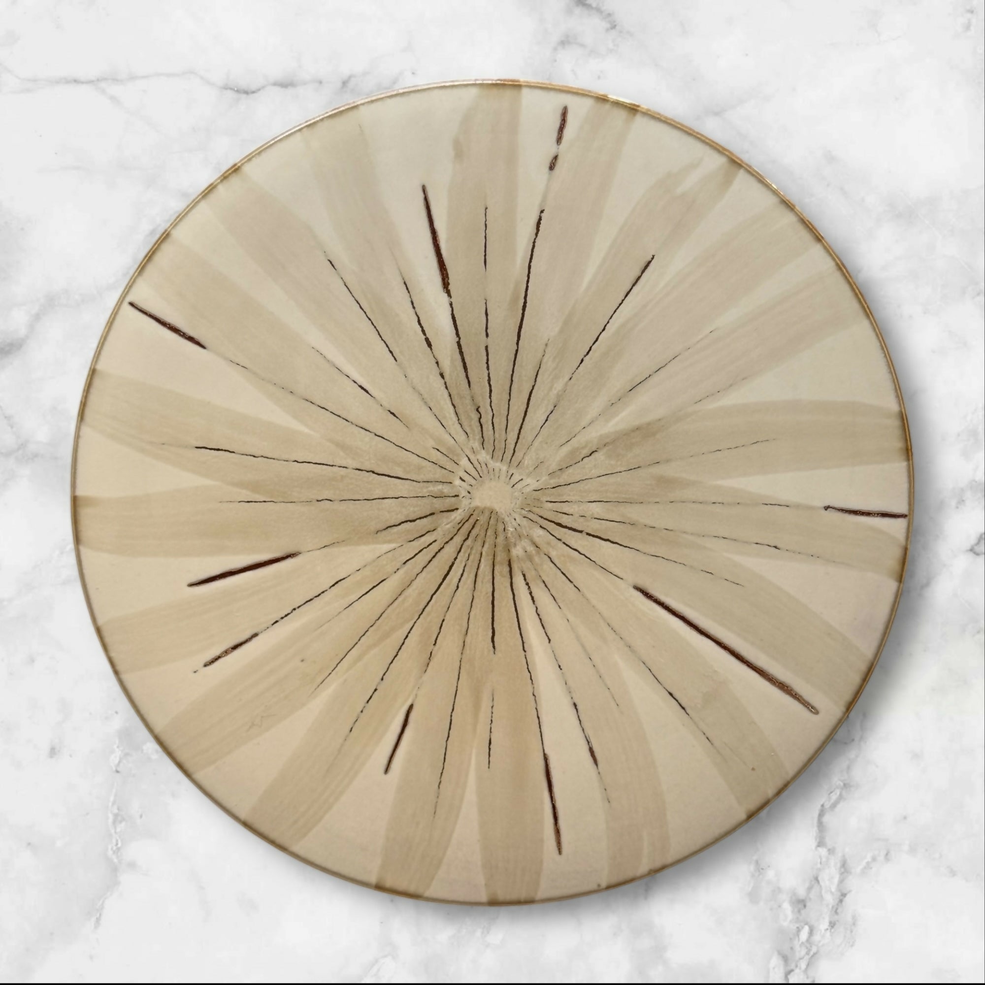 Pier 1 Sanctuary Dinner Plates Set of 4 | 11.5” Tan Starburst