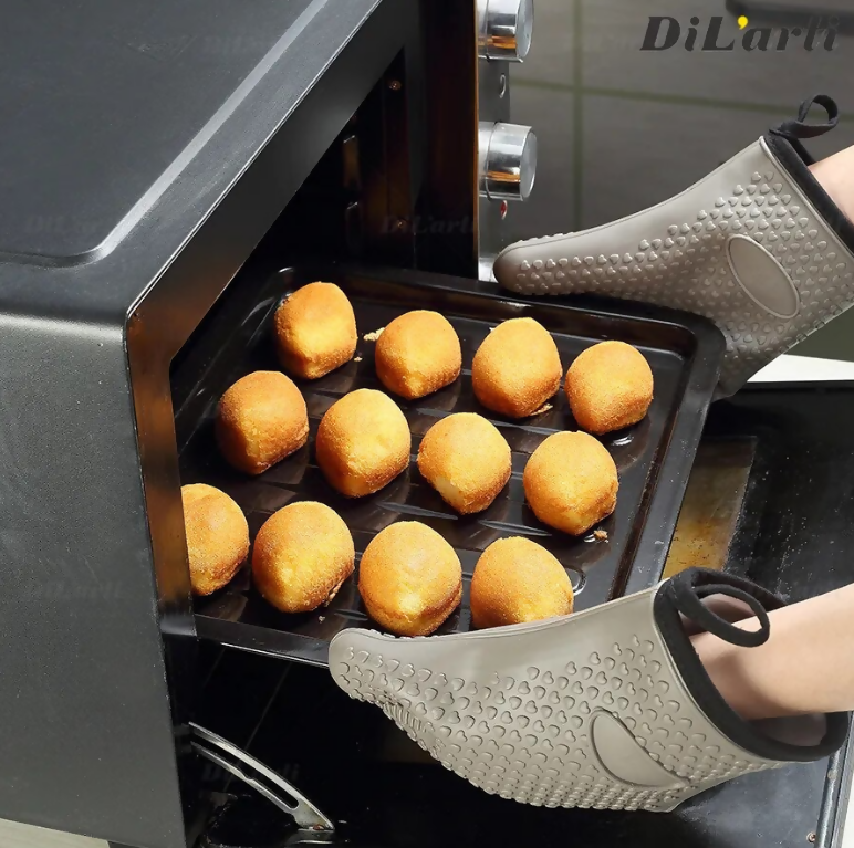 Anygleam Insulation Gloves Silicone Kitchen Accessories with Inner Cotton Heat Resistant Tool Kit Kitchenware for Cooking and Baking