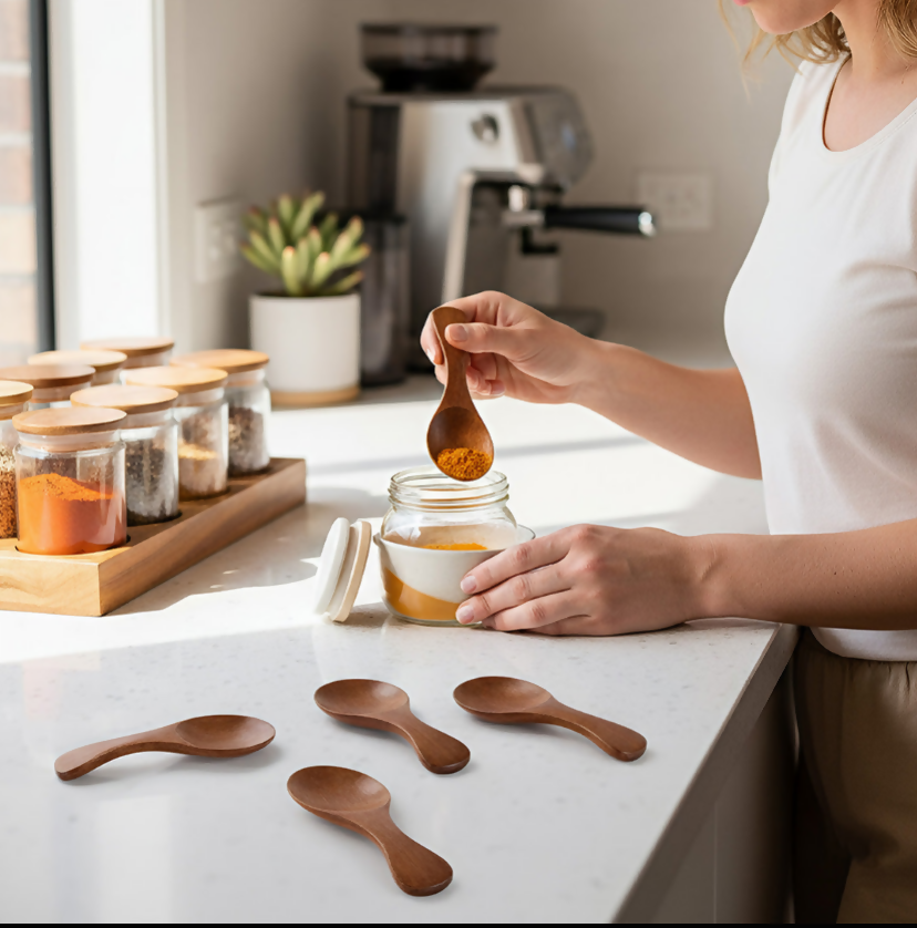 Anygleam Dark Brown 10 pcs Wooden Kitchen Spoon Kitchen Tableware