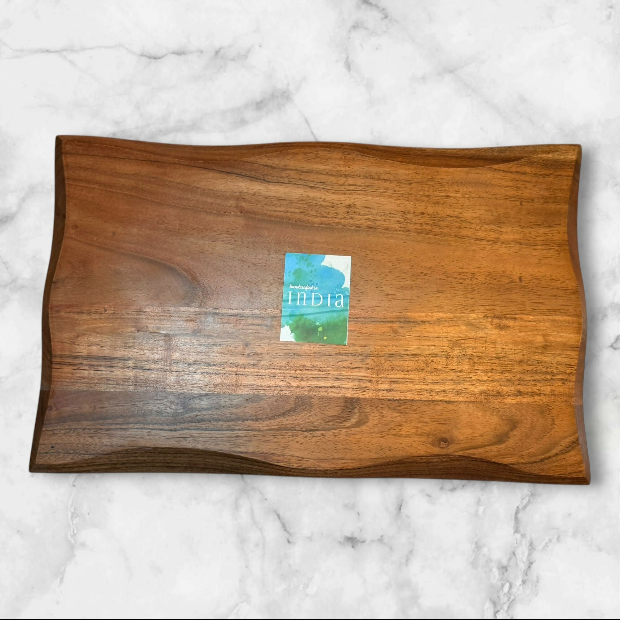 Handmade Acacia Wood Serving Tray Riser Footed Board | Great Condition