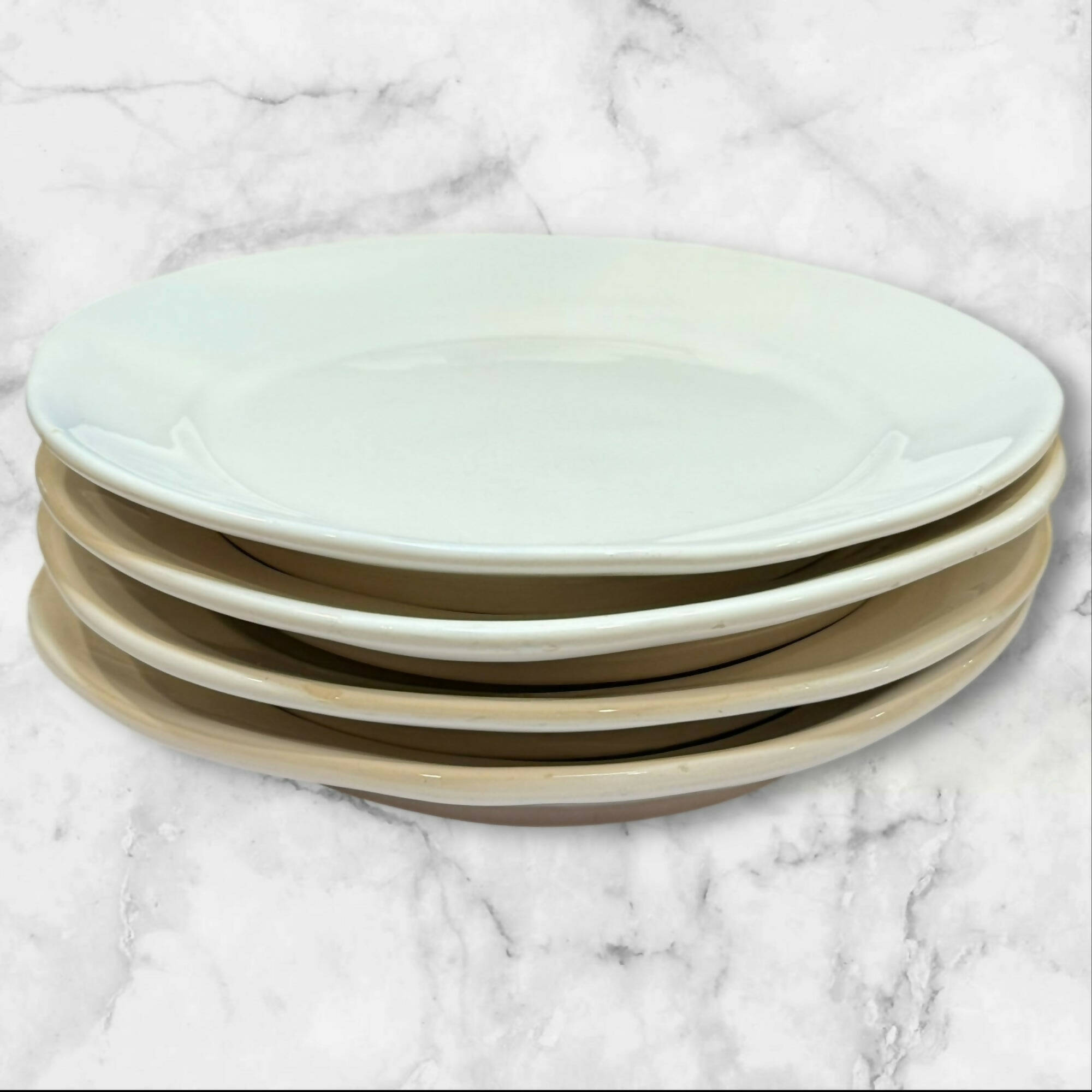 Crate & Barrel Italian White Dinner Plates | Set of 4 | Good Condition