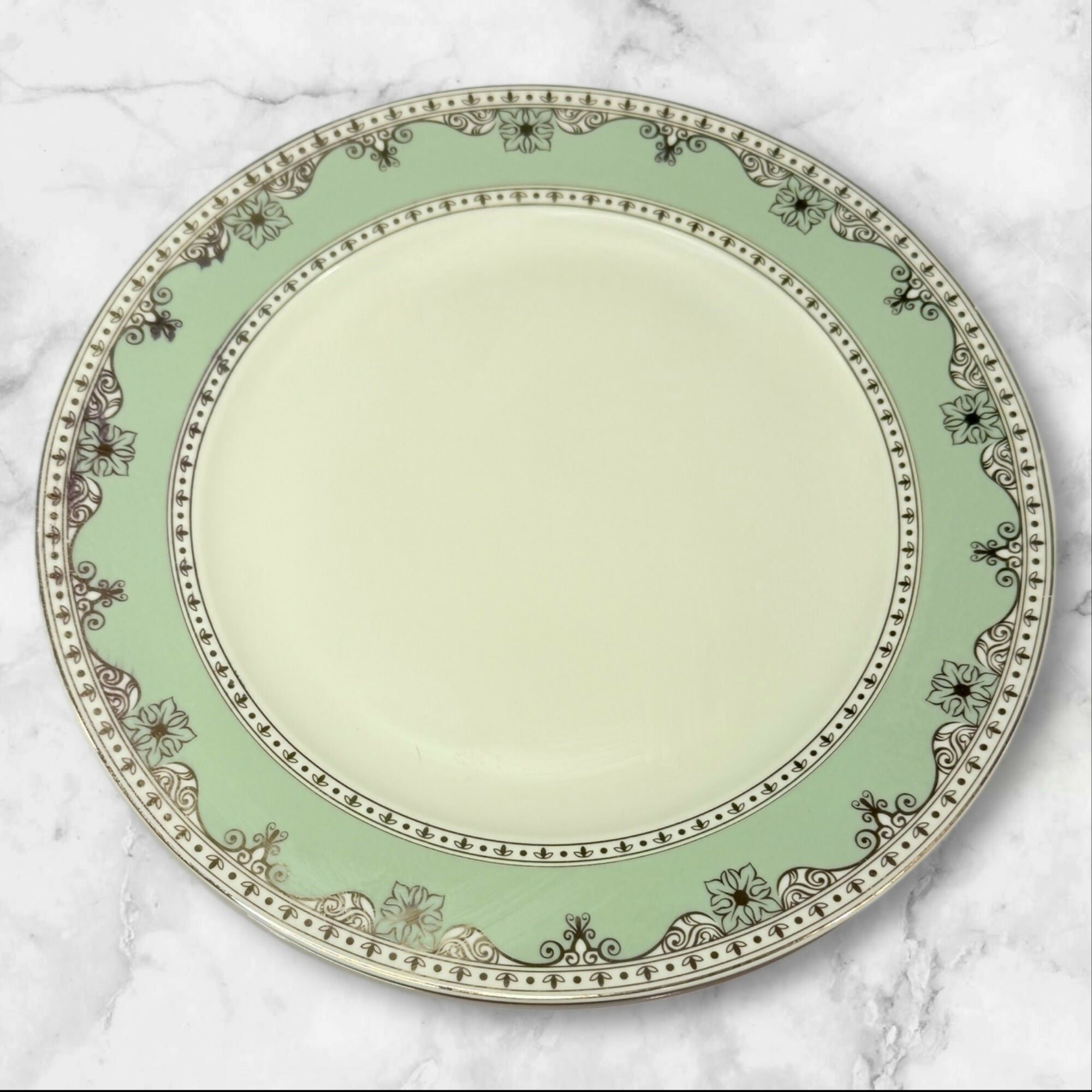 Grace Teaware Green Scroll Dinner Plates | Set of 4 | Excellent Condition
