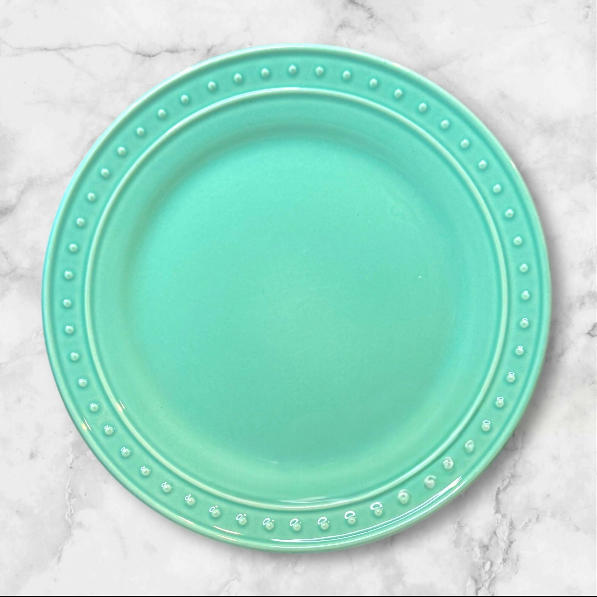 World Market Nantucket Aqua Salad Plates | Set of 4 | 8.5” | Excellent Condition