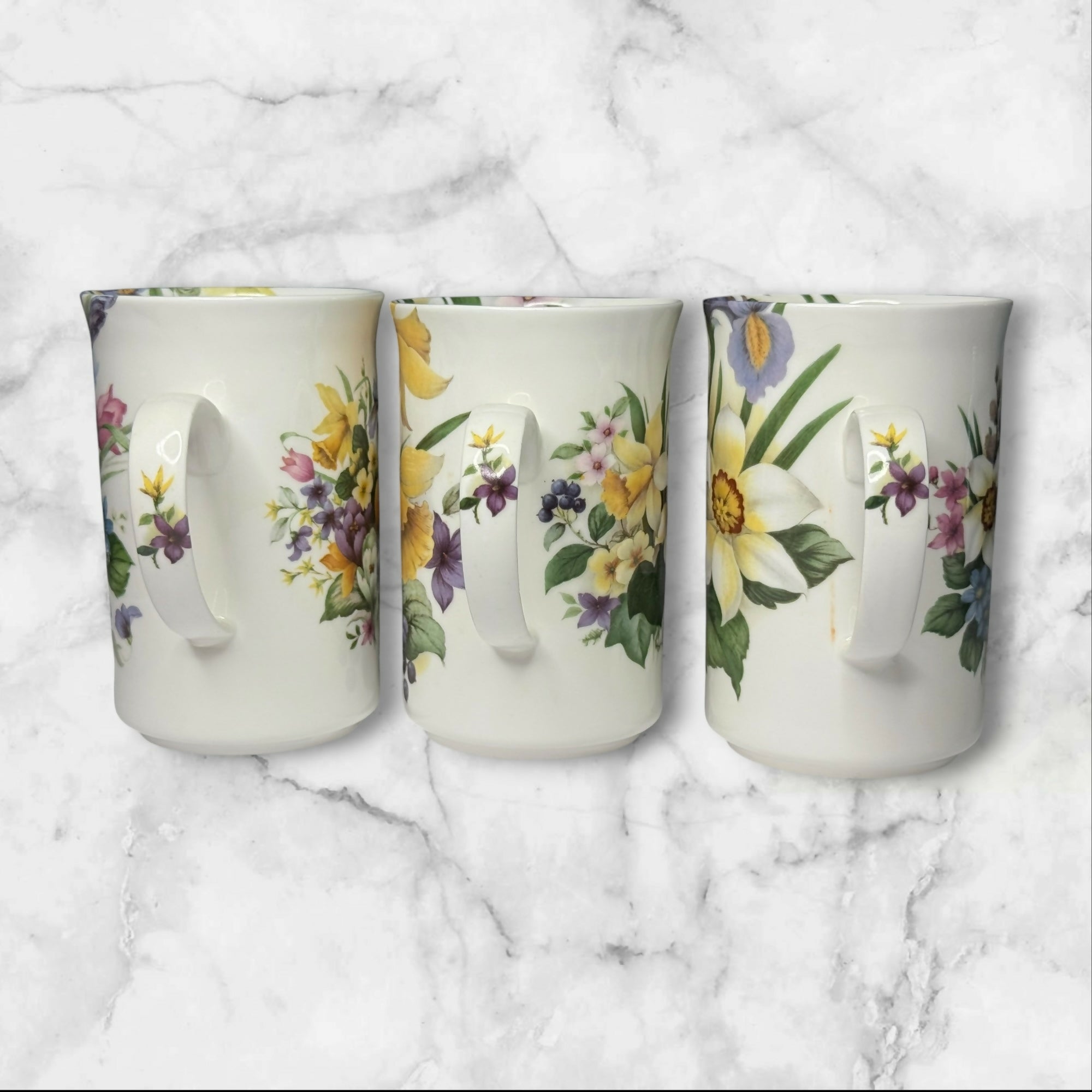 St. George Floral Fine Bone China Mugs Set of 3 | Made in England | Excellent