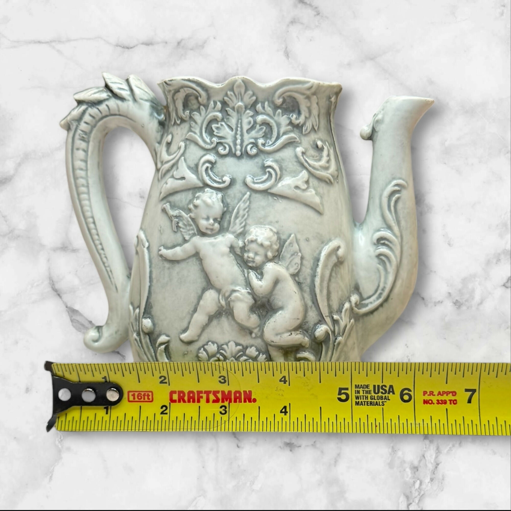 Rossini Japan Cherub Teapot Creamer Set | Gray Glaze | Excellent Vintage