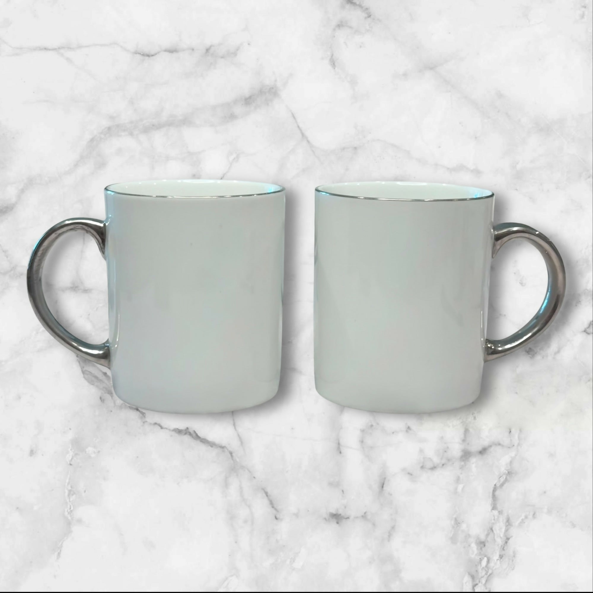 Crate & Barrel Silver Handle Coffee Mugs | Set of 2 | Excellent