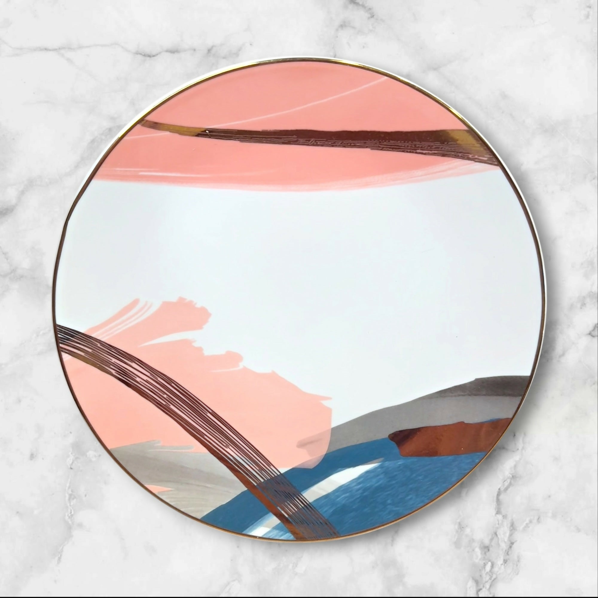 West Elm Brushstroke Abstract Dinner Plates | Set of 4 | Excellent Condition