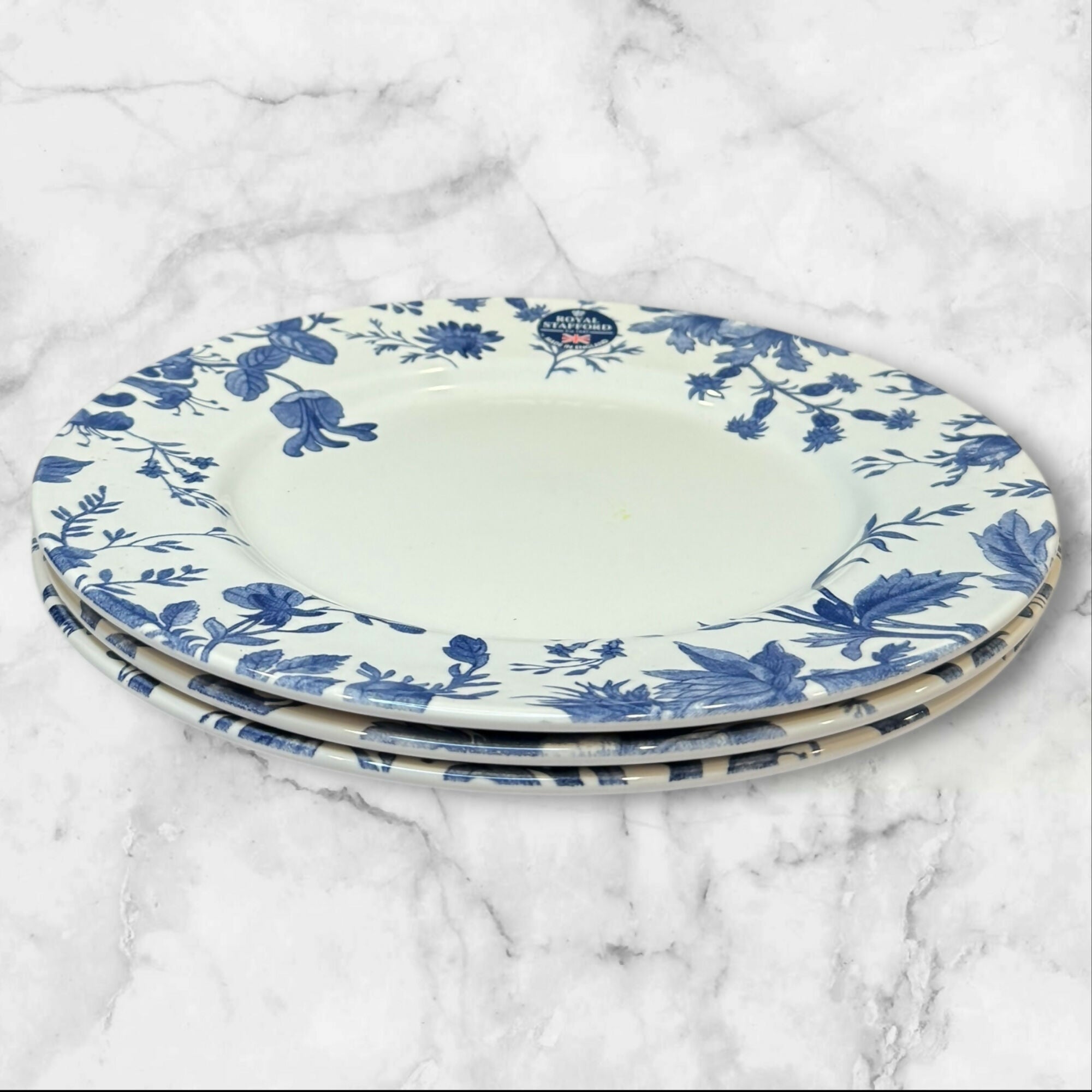 Royal Stafford Floral Weave Blue Dinner Plates | Set of 3 | Excellent Condition