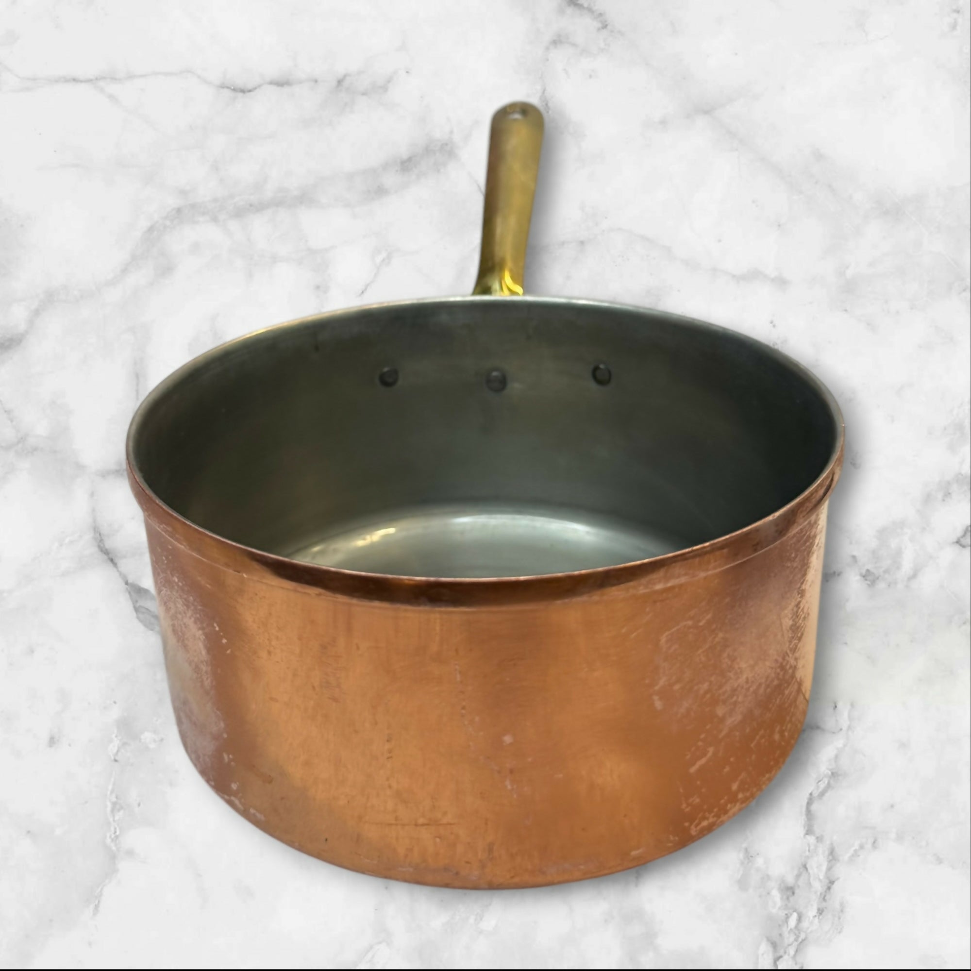 Made in Portugal Copper Saucepans | Set of 2 | Brass Handles | Good Condition