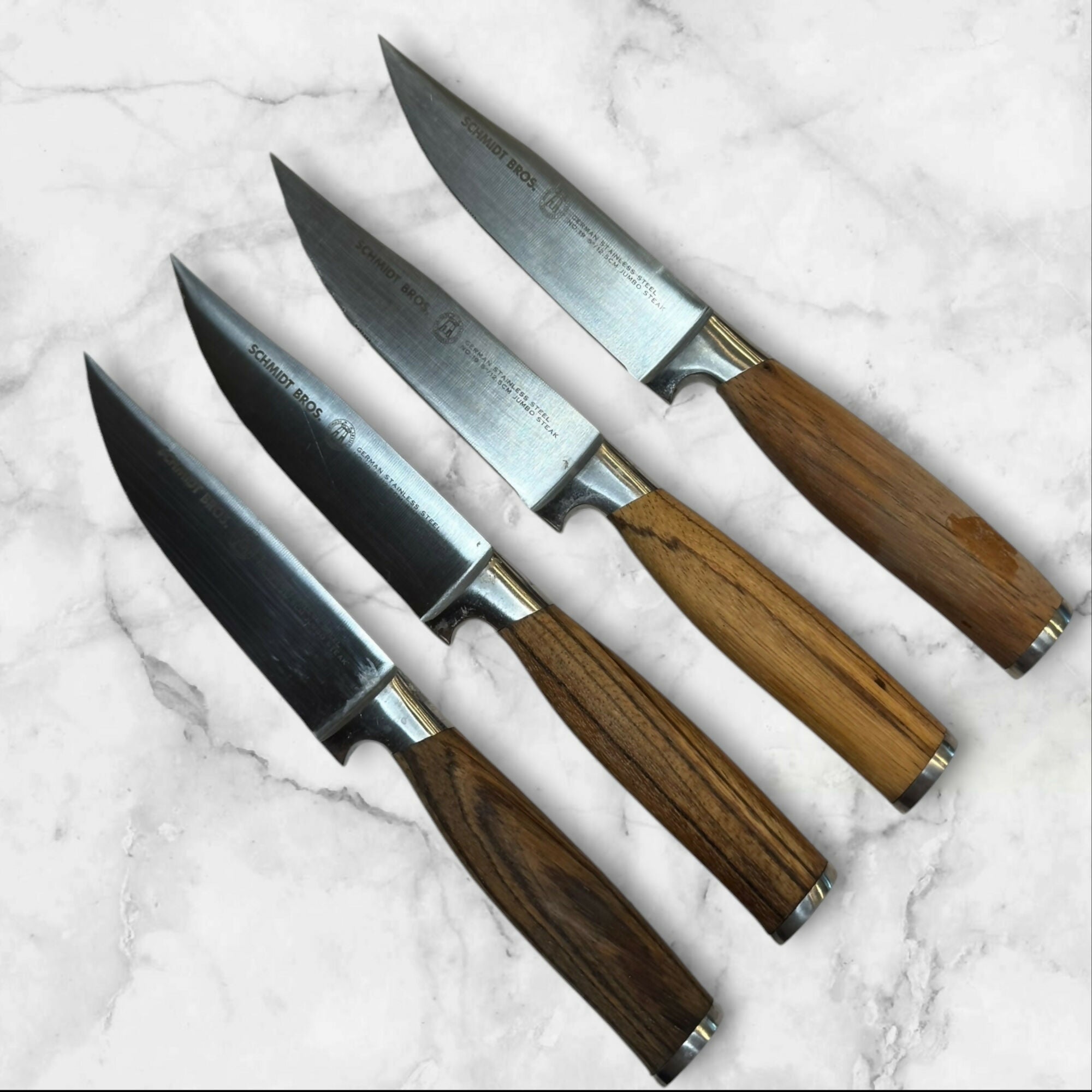 Schmidt Bros German Stainless Jumbo Steak Knives | Set of 4 | Excellent
