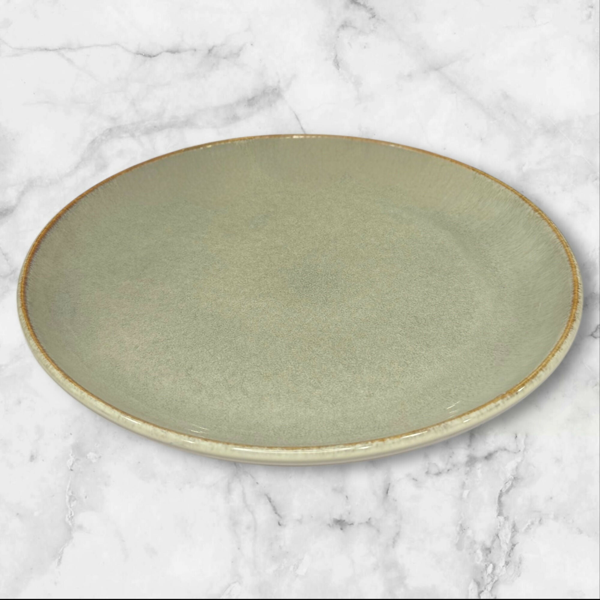 Sango Stoneware Dinner Plates 11” Green Glaze | Set of 7 | Great Condition