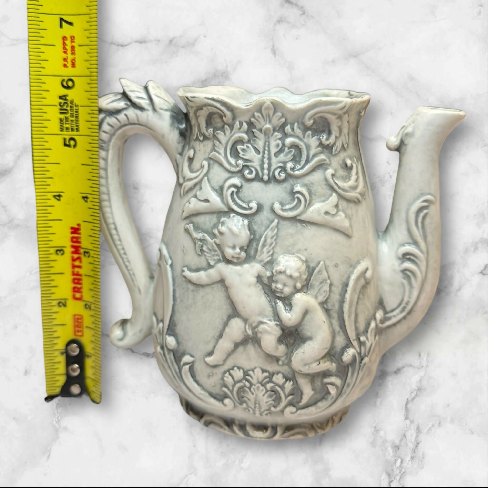 Rossini Japan Cherub Teapot Creamer Set | Gray Glaze | Excellent Vintage